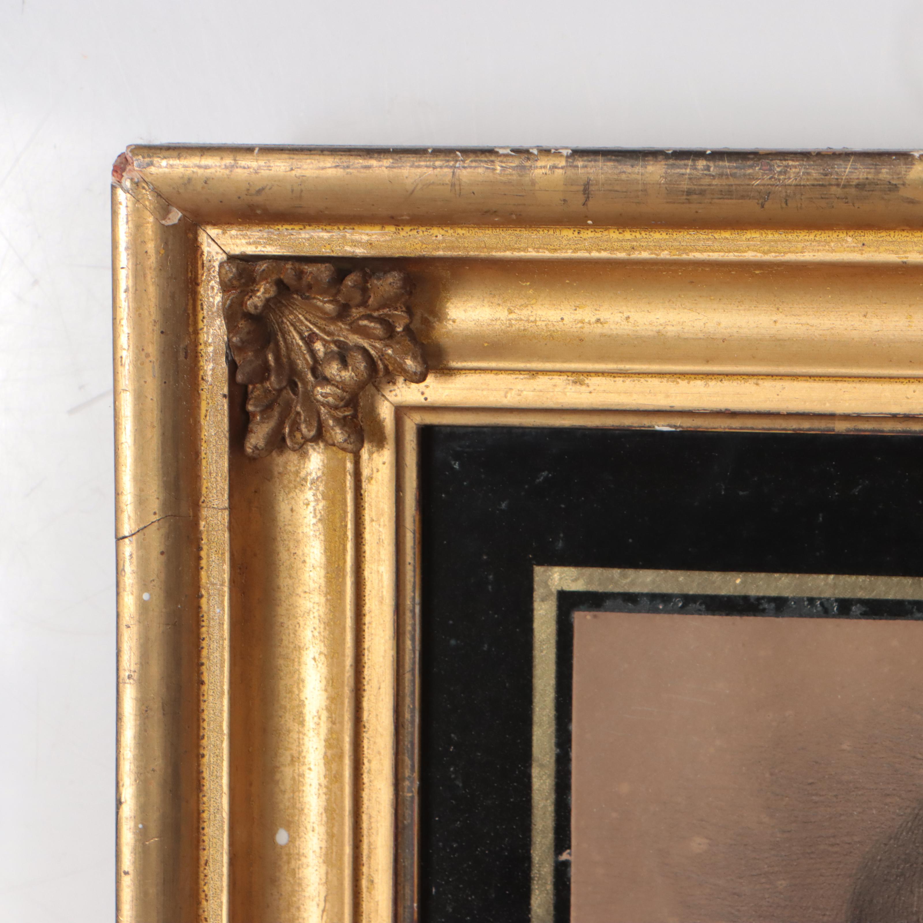Verre Églomisé Framed Portrait of Man, 19th Century