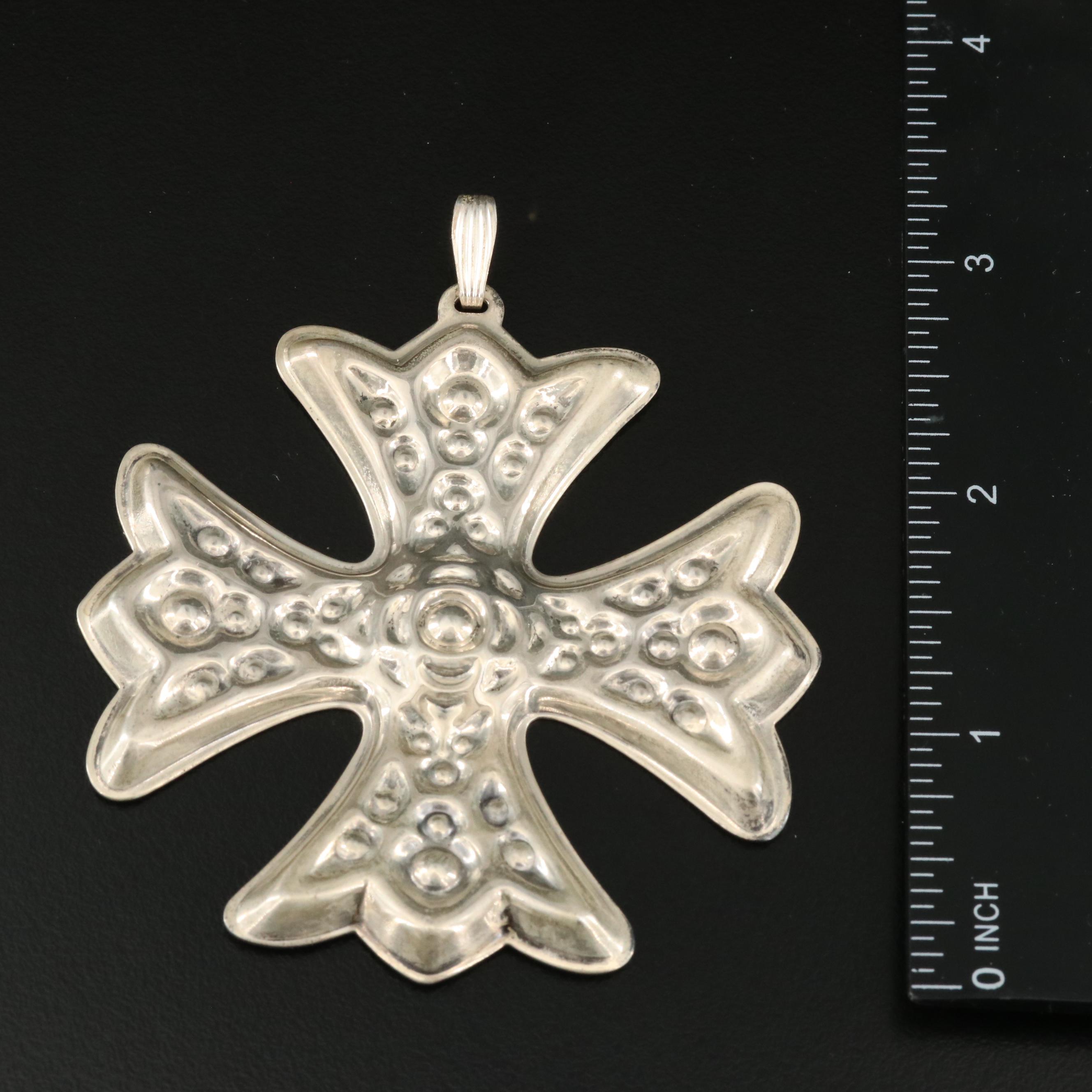 Reed & Barton Sterling "Christmas Cross" and Lenox "Snowflake Charm" Ornaments