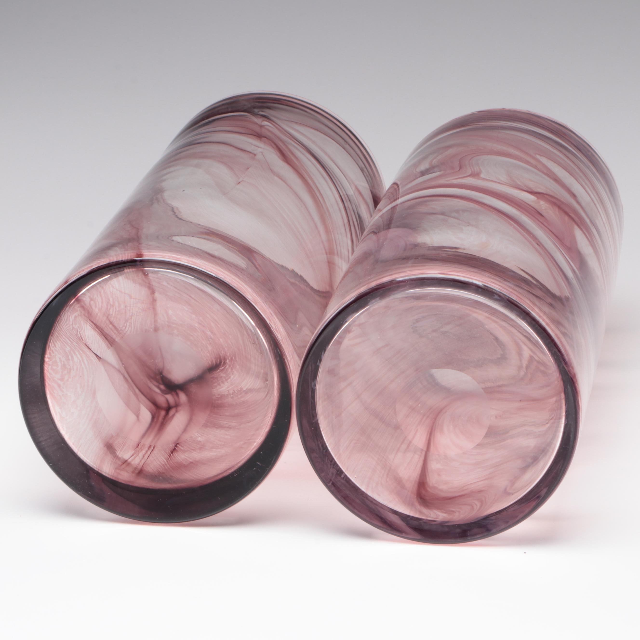 Blown Glass Amethyst Cylinder and Teardrop Vases