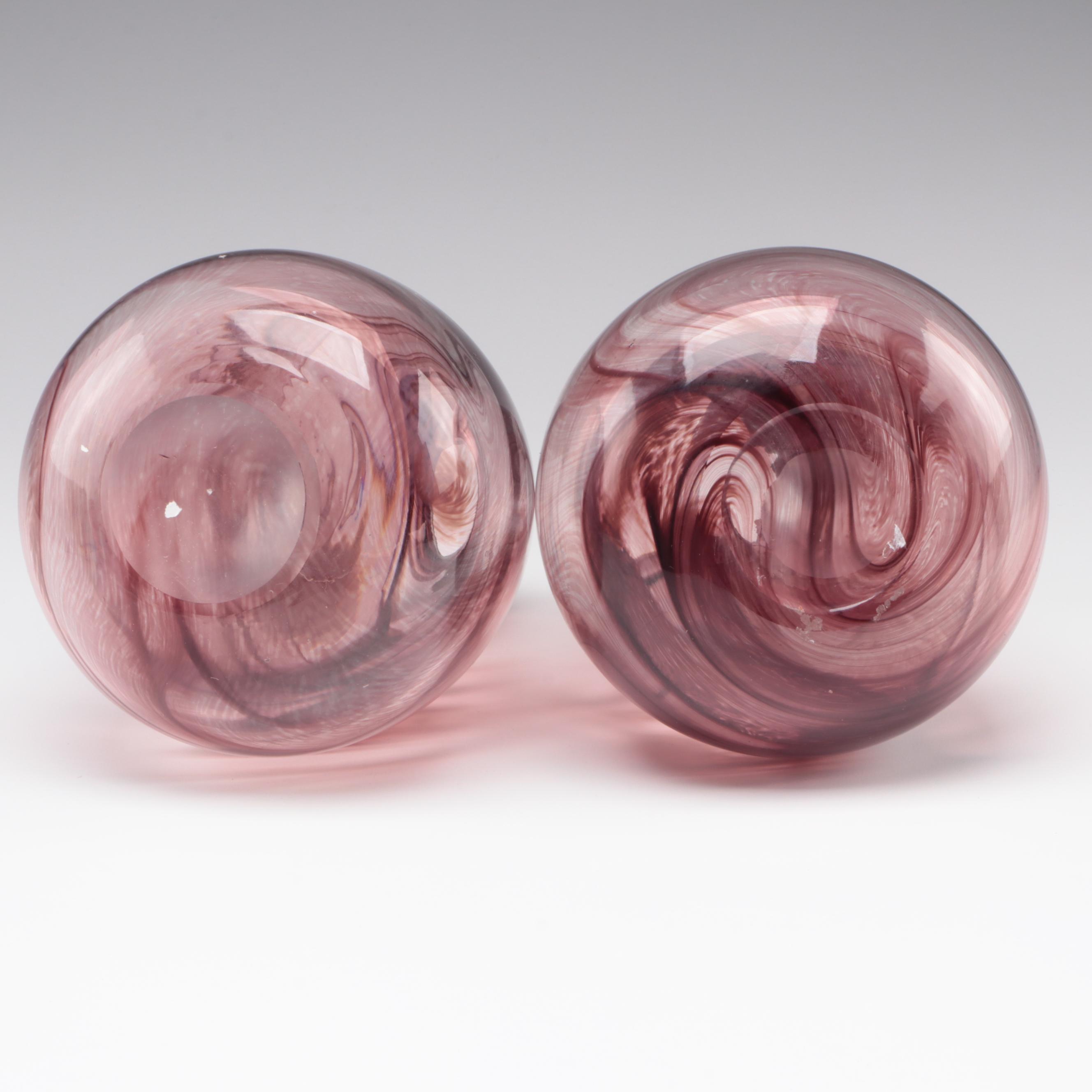 Blown Glass Amethyst Cylinder and Teardrop Vases