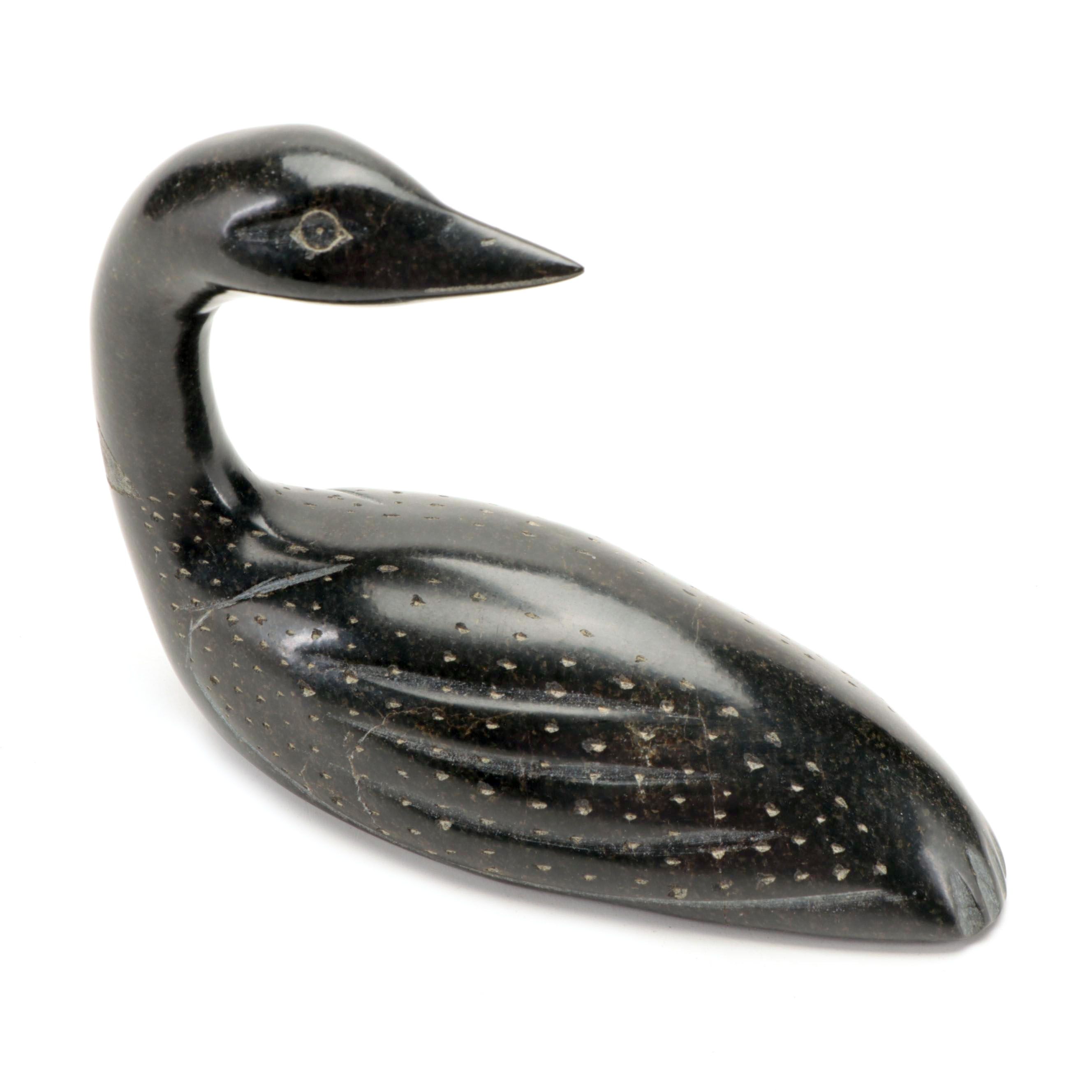 Joanasie Petooloosie Inuit Signed Carved Soapstone Bird Figurine