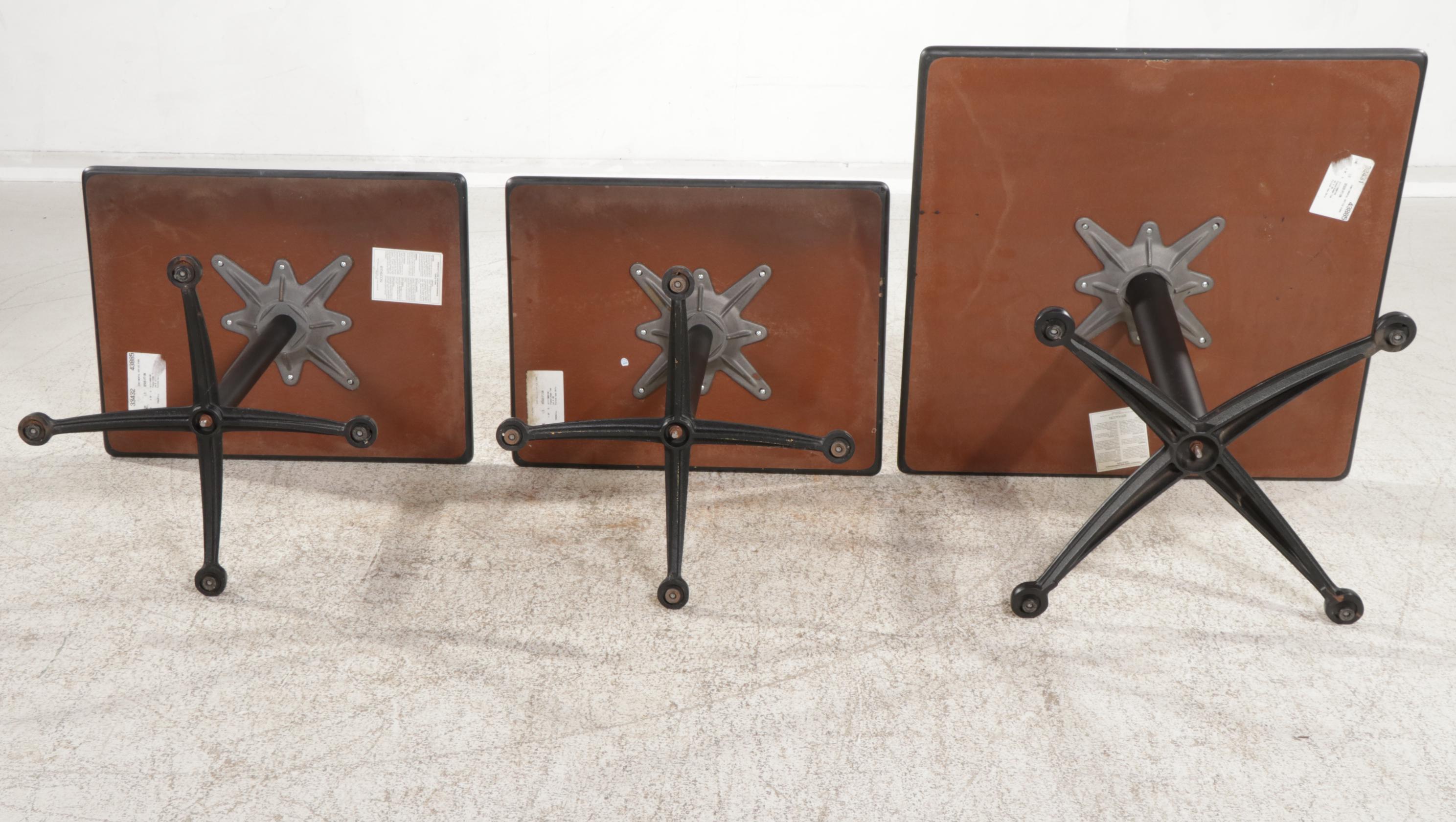 Six Falcon Metal Pedestal Base Square and Rectangular Top Multi-Purpose Tables