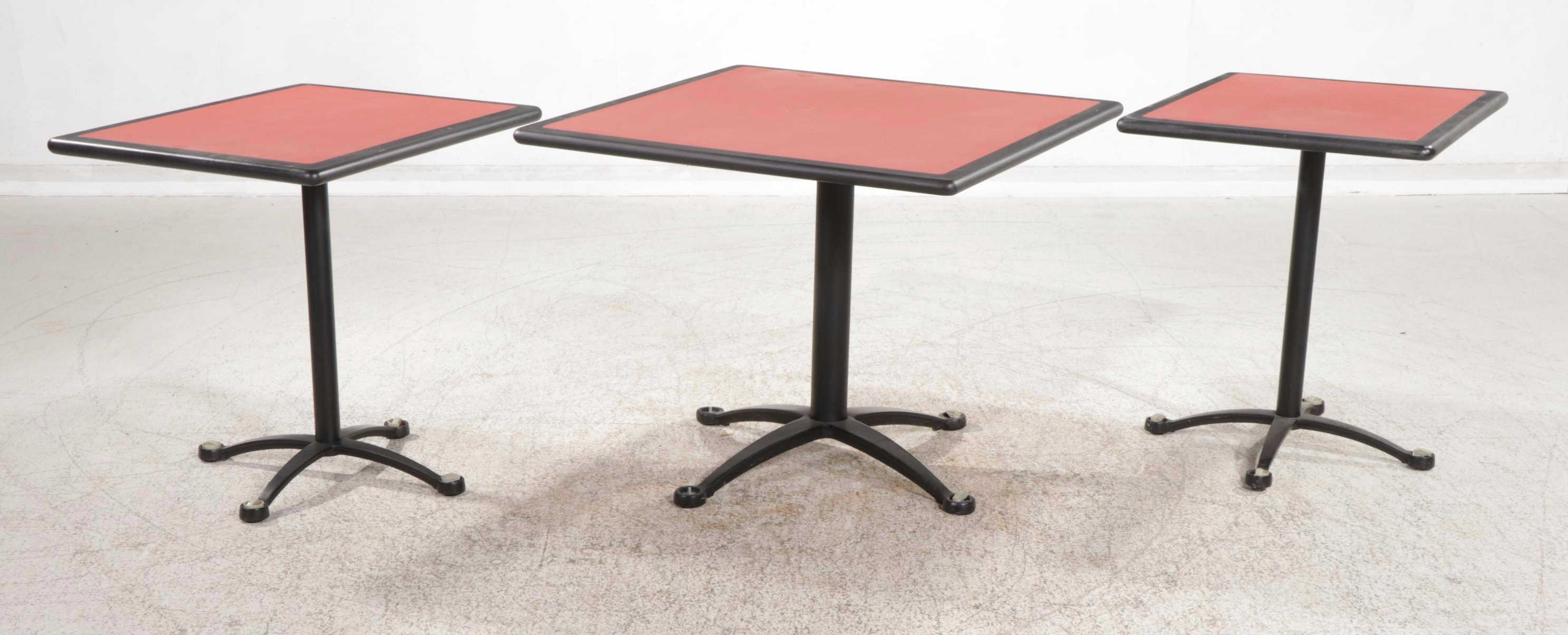 Six Falcon Metal Pedestal Base Square and Rectangular Top Multi-Purpose Tables