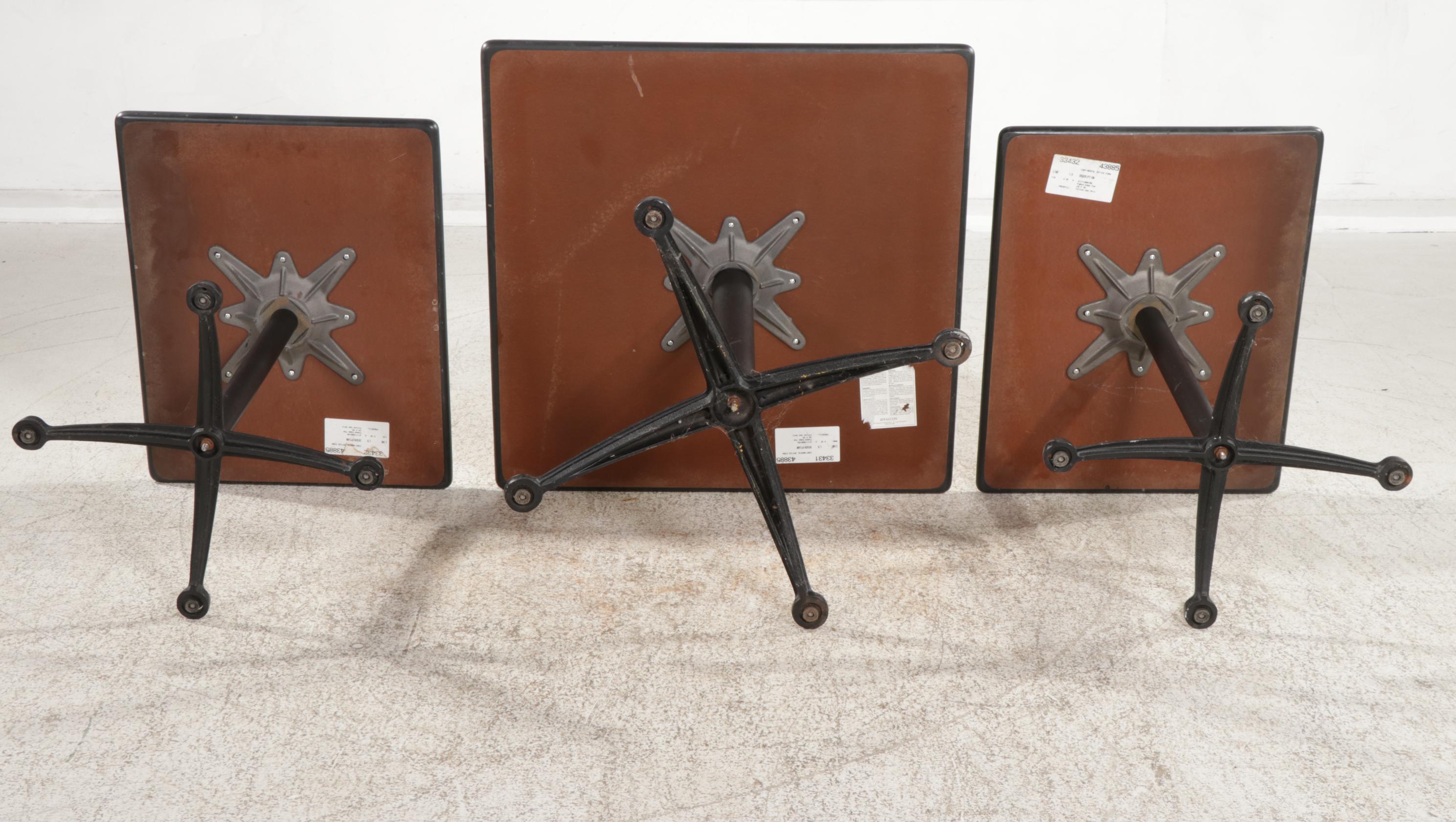 Six Falcon Metal Pedestal Base Square and Rectangular Top Multi-Purpose Tables