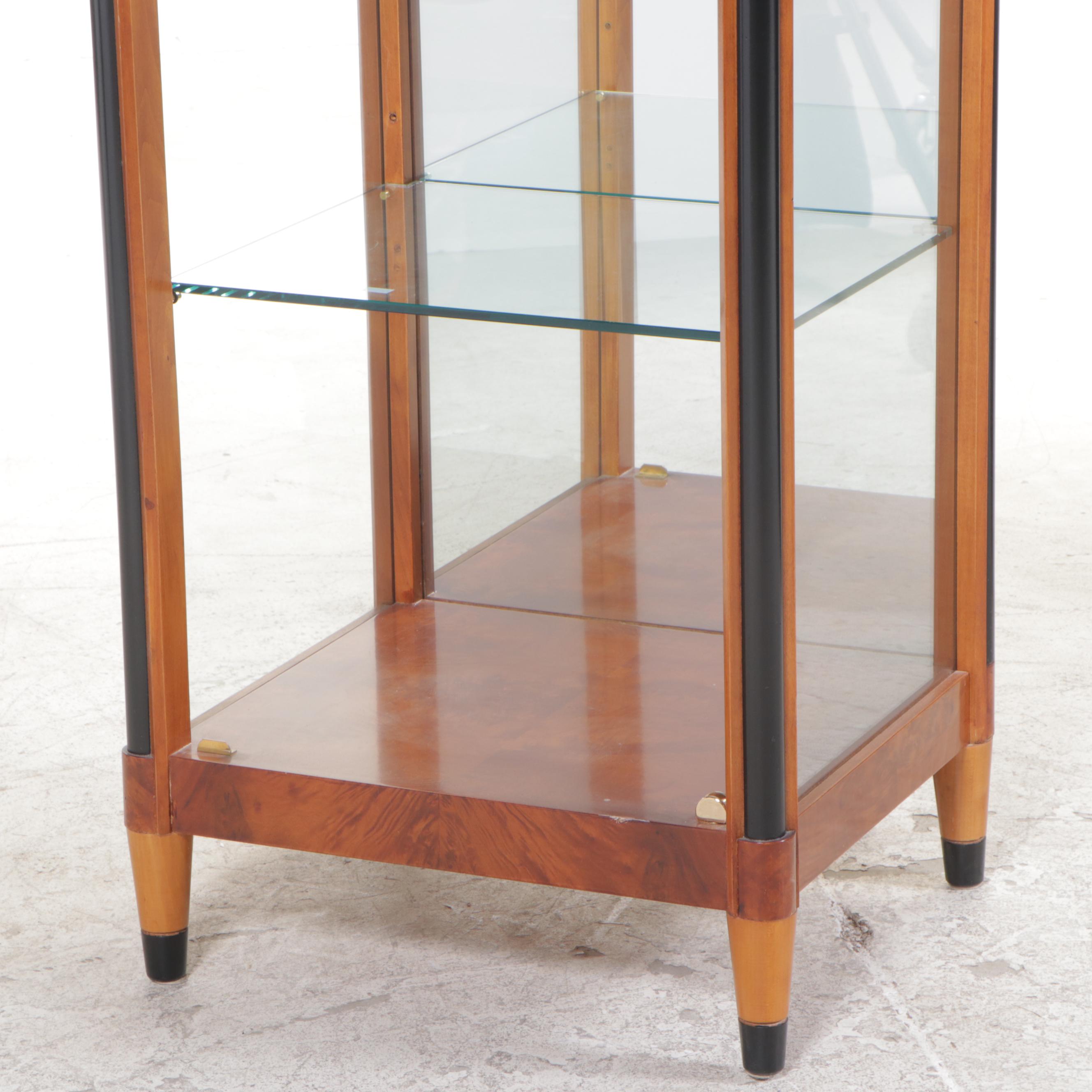 Empire Style Fruitwood-Stained, Gilt-Decorated, and Parcel-Ebonized Vitrine