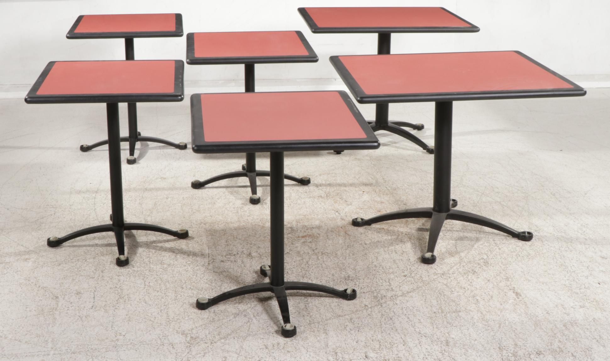 Six Falcon Metal Pedestal Base Square and Rectangular Top Multi-Purpose Tables