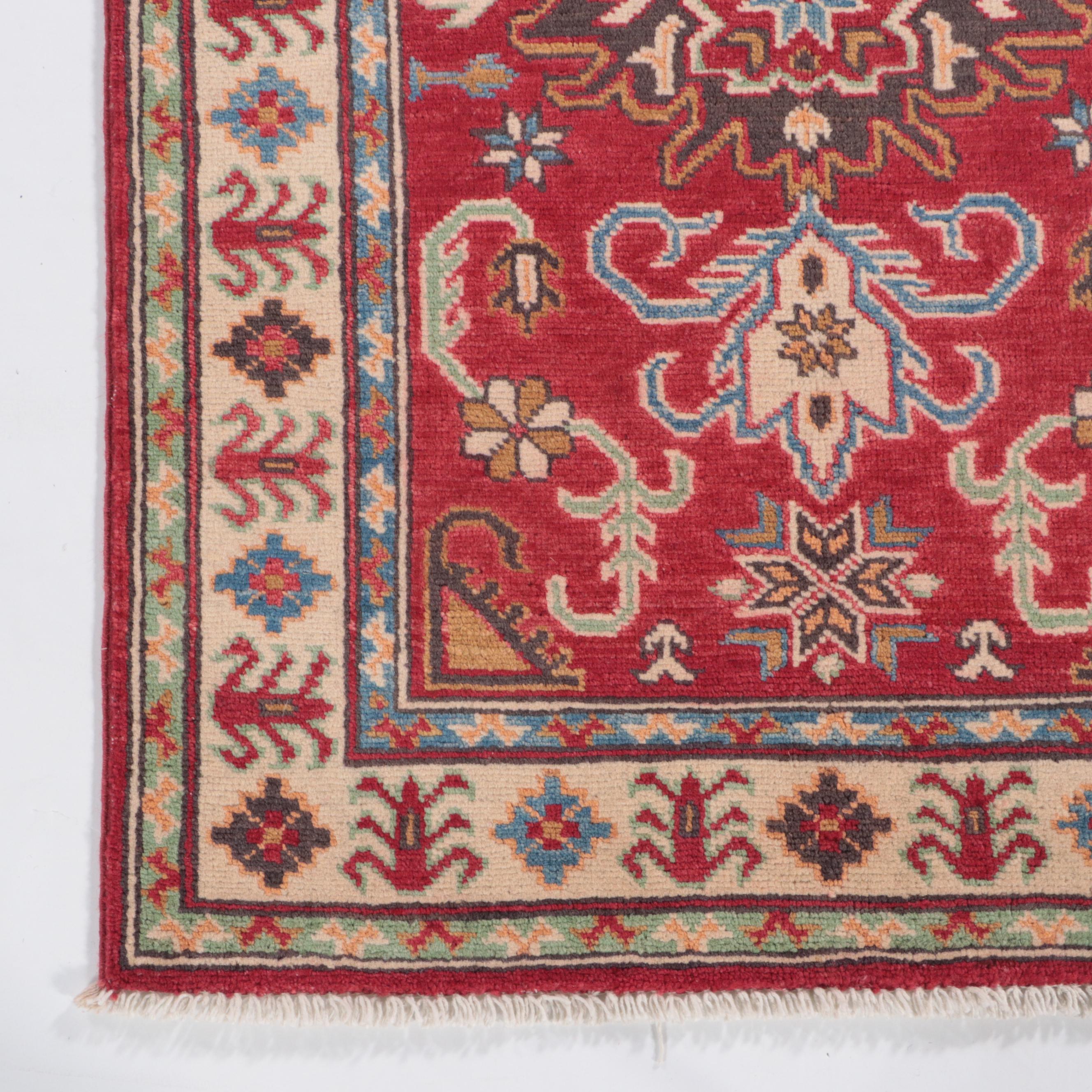 2'7 x 3'10 Hand-Knotted Pakistani Kazak-Style Accent Rug