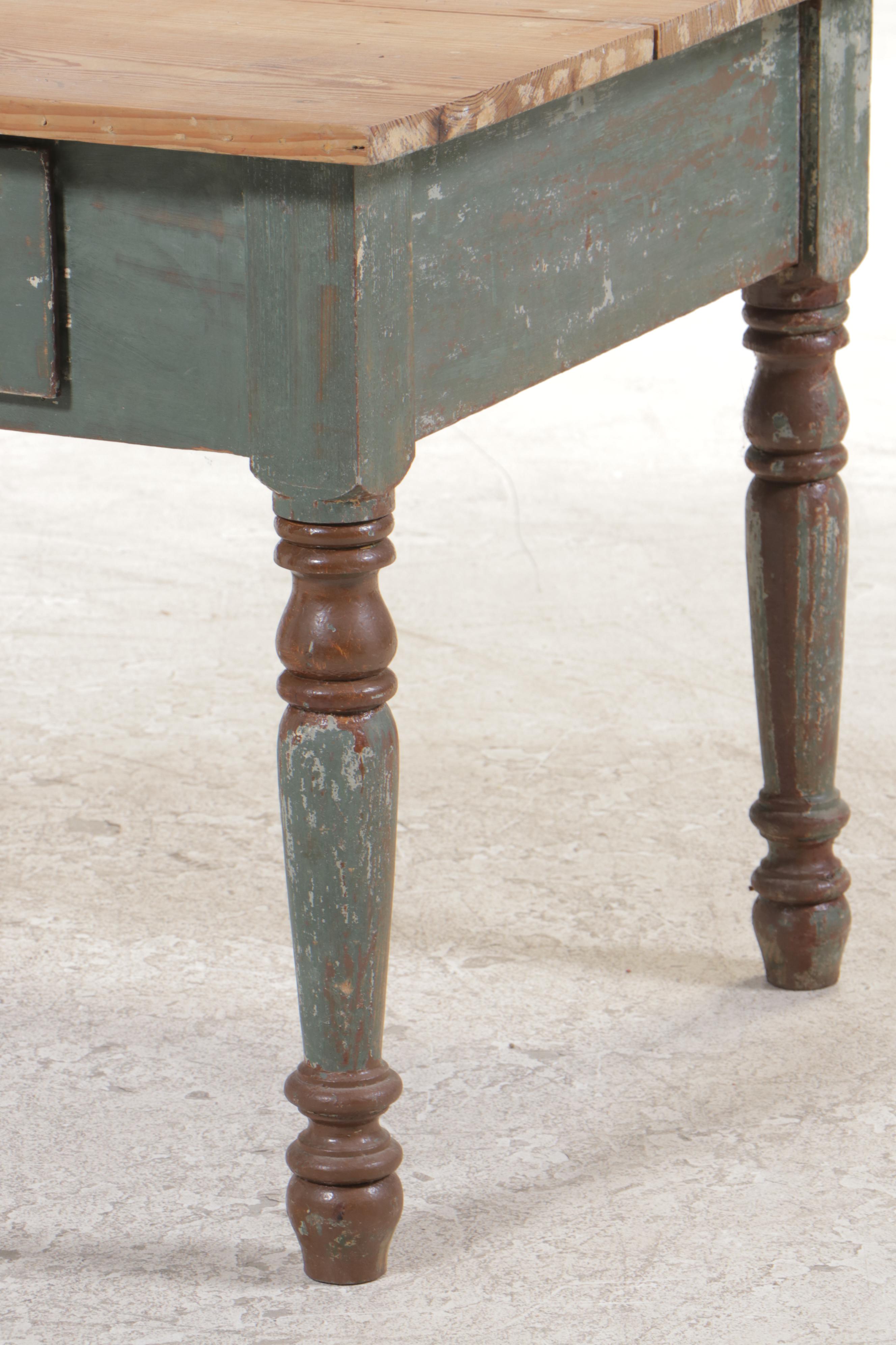 American Primitive Parcel-Painted Pine Single-Drawer Side Table