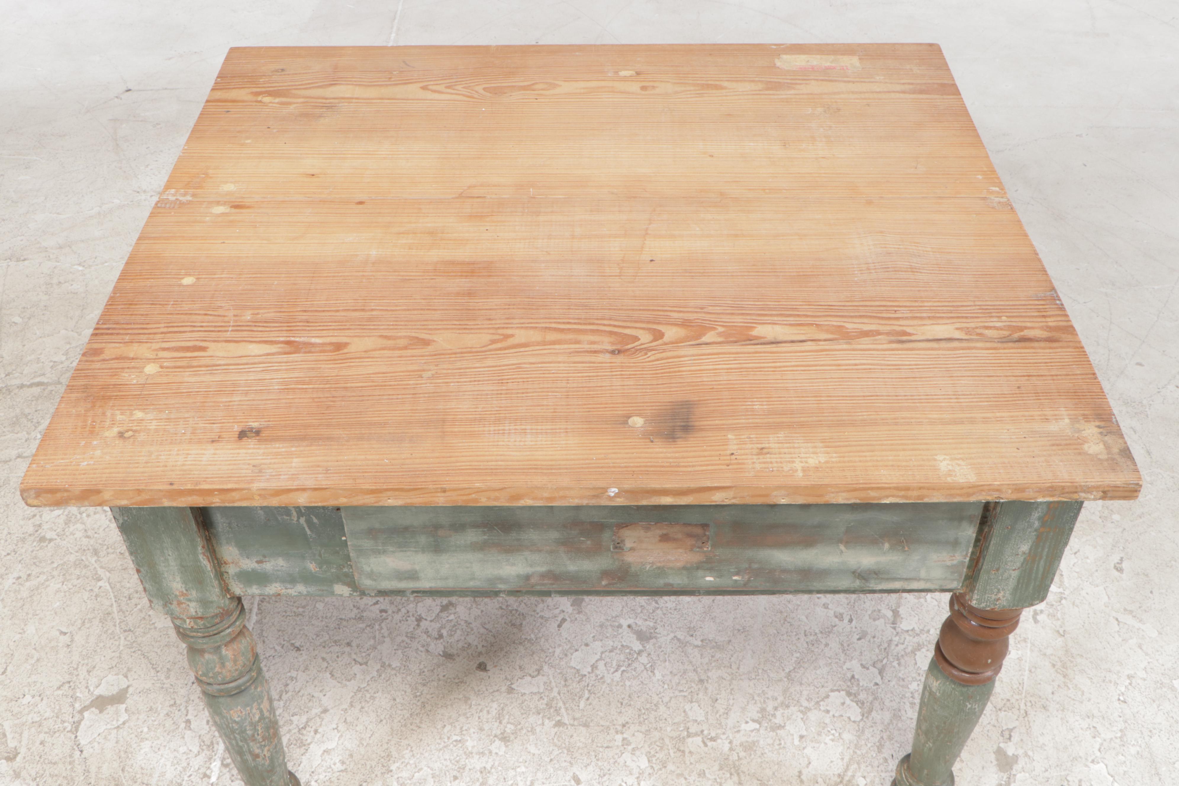 American Primitive Parcel-Painted Pine Single-Drawer Side Table