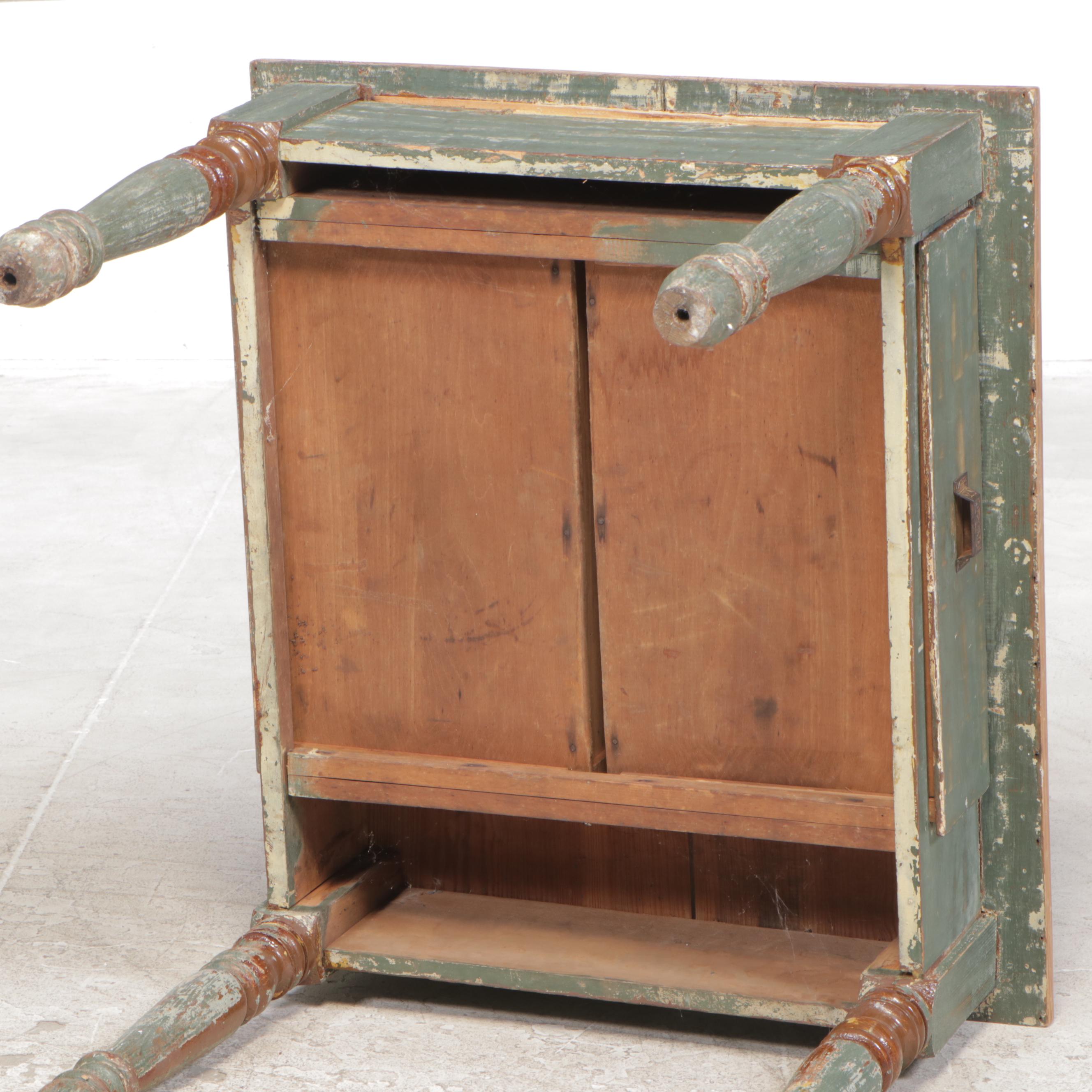 American Primitive Parcel-Painted Pine Single-Drawer Side Table