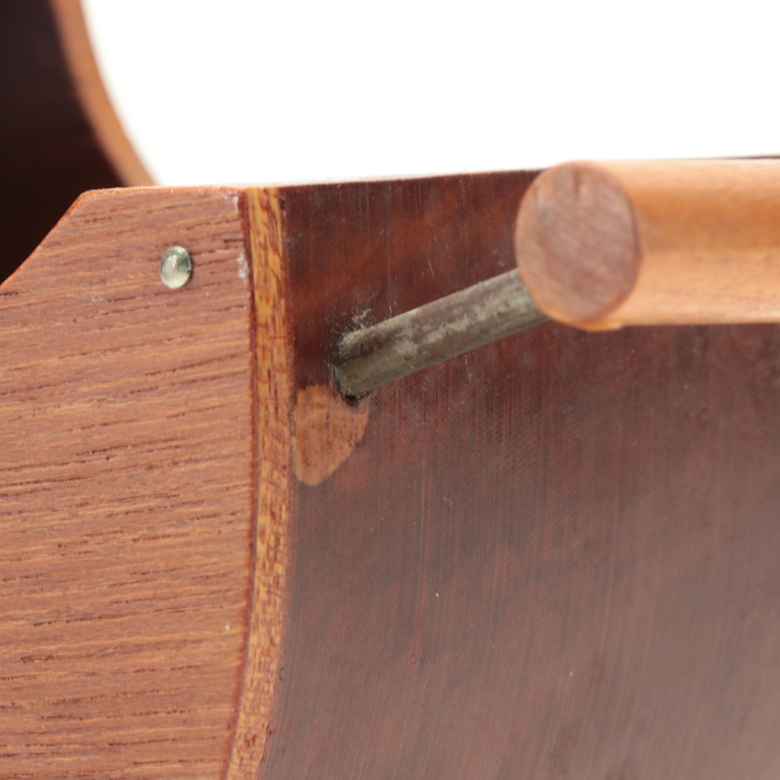 Wicker Sewing Box with Basket, Baby Carriage Toy and Embroidered Owl Pin Cushion