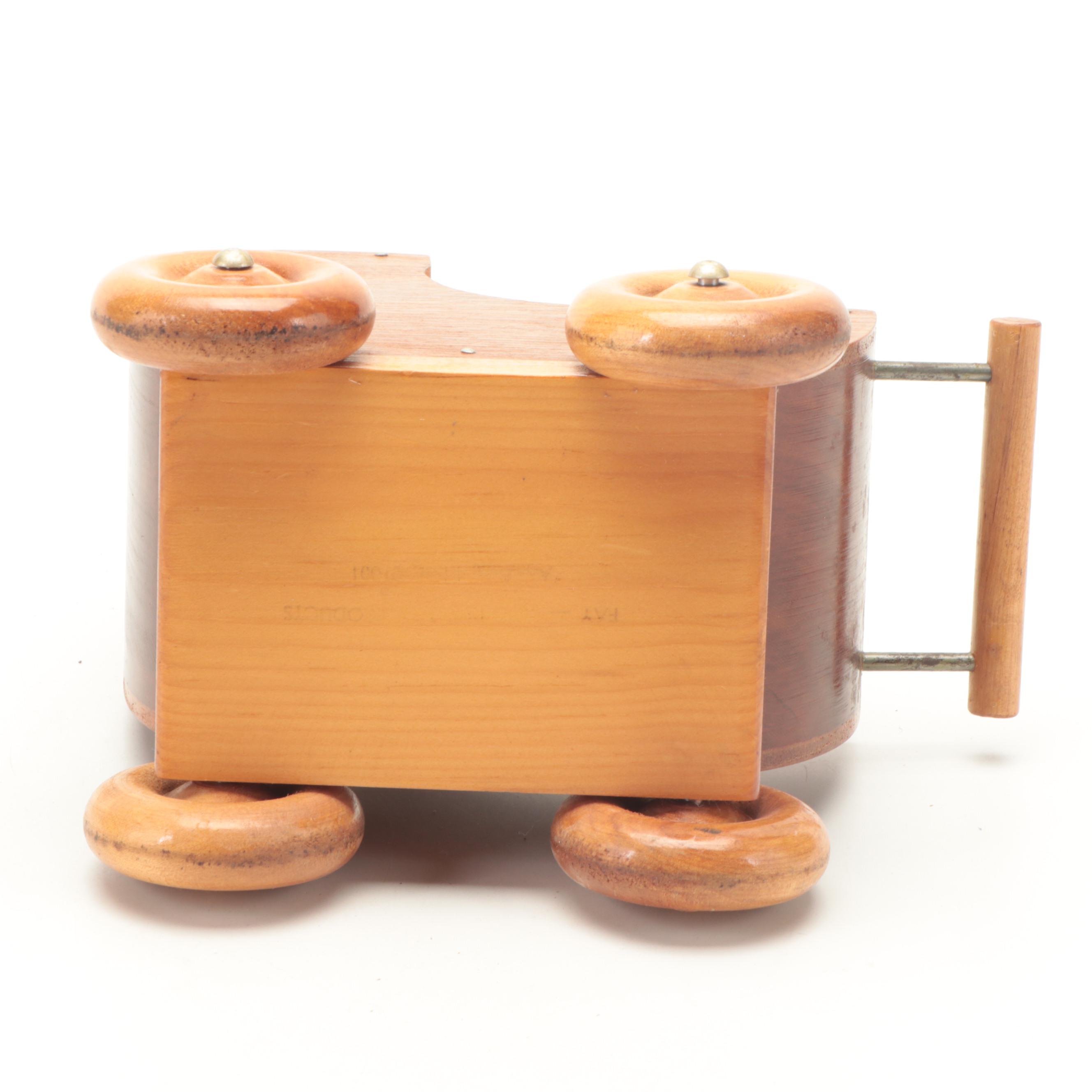 Wicker Sewing Box with Basket, Baby Carriage Toy and Embroidered Owl Pin Cushion