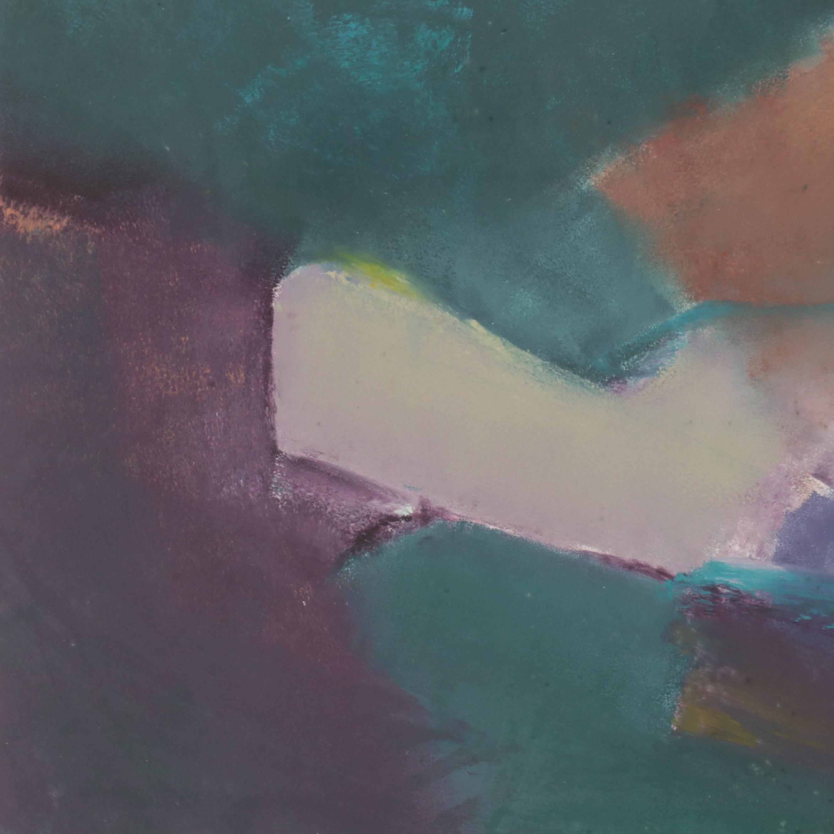 Large-Scale Abstract Watercolor and Gouache Painting, Late 20th Century