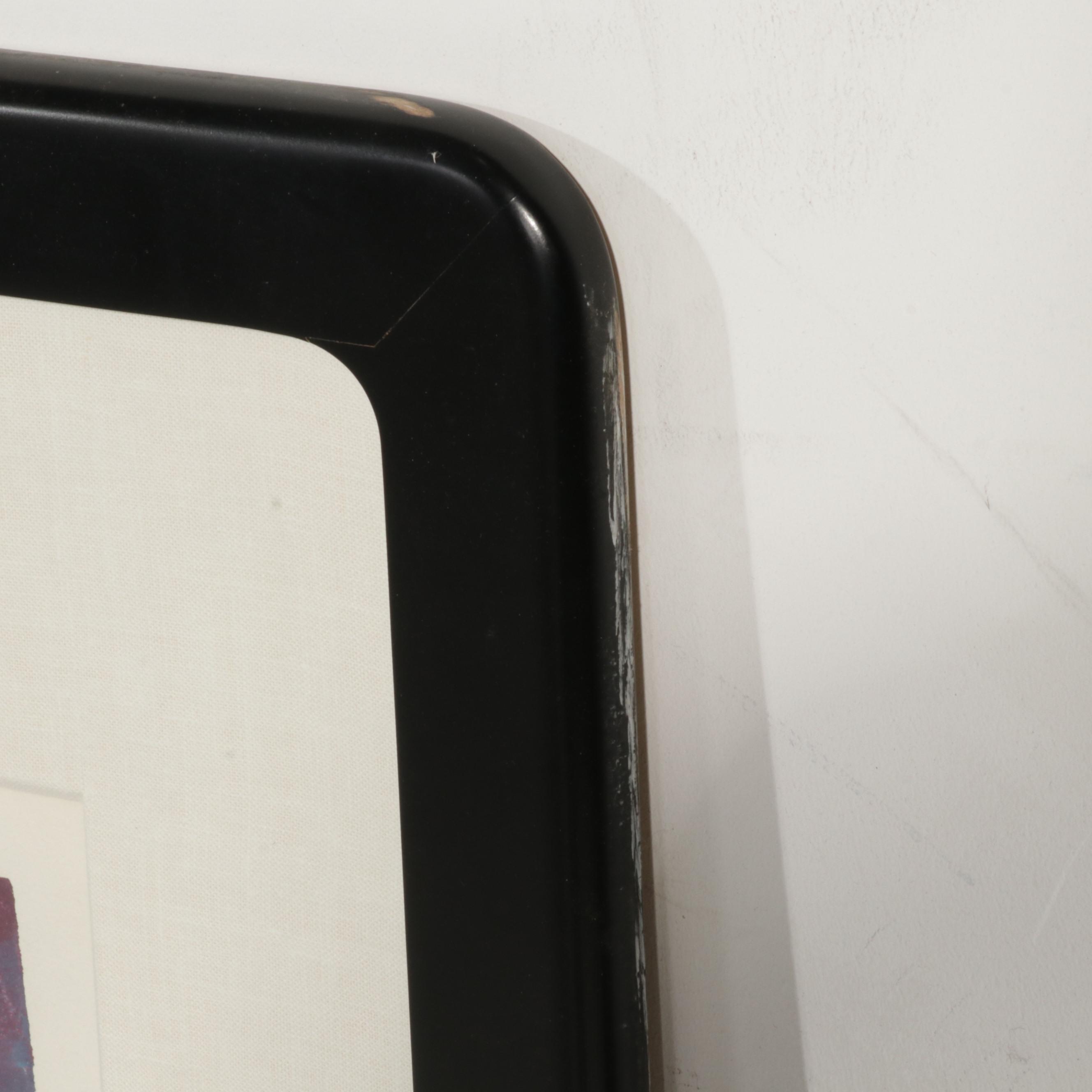 Large-Scale Abstract Watercolor and Gouache Painting, Late 20th Century