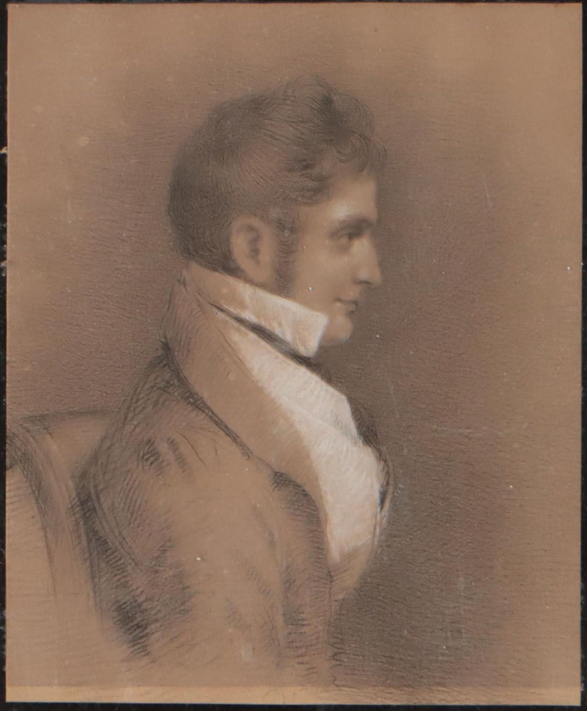 Verre Églomisé Framed Portrait of Man, 19th Century