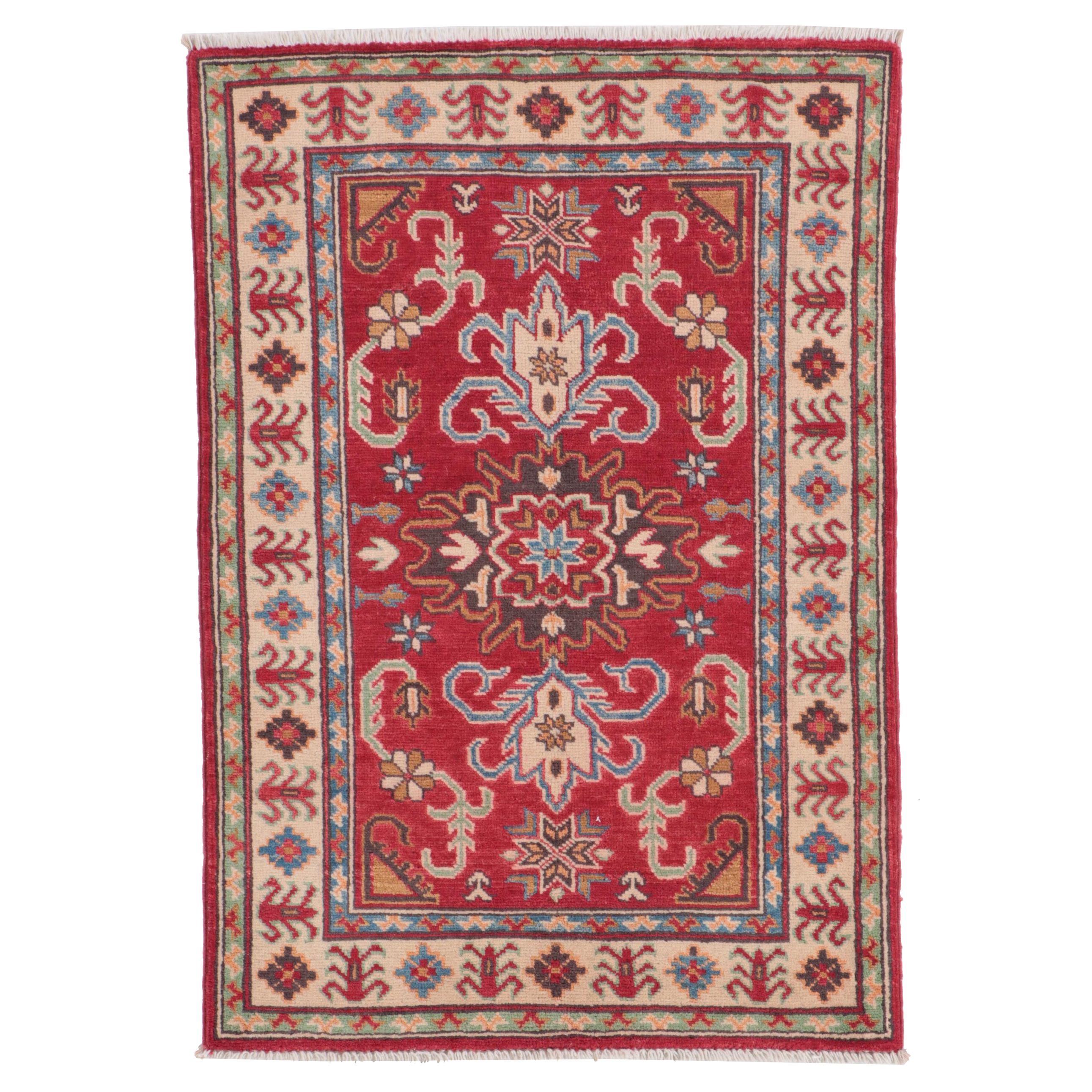 2'7 x 3'10 Hand-Knotted Pakistani Kazak-Style Accent Rug
