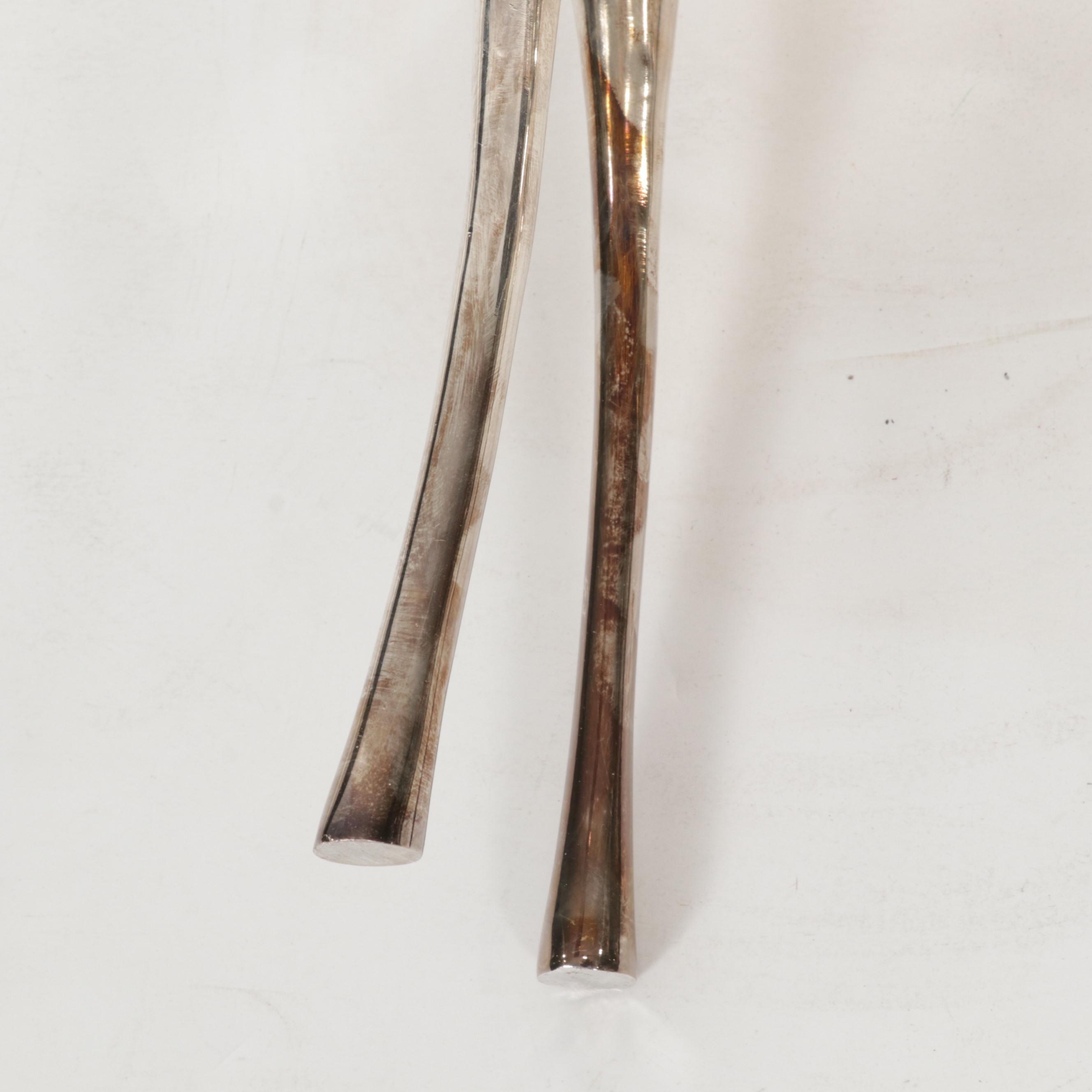 Pottery Barn Silver Plate Reindeer Candelabra