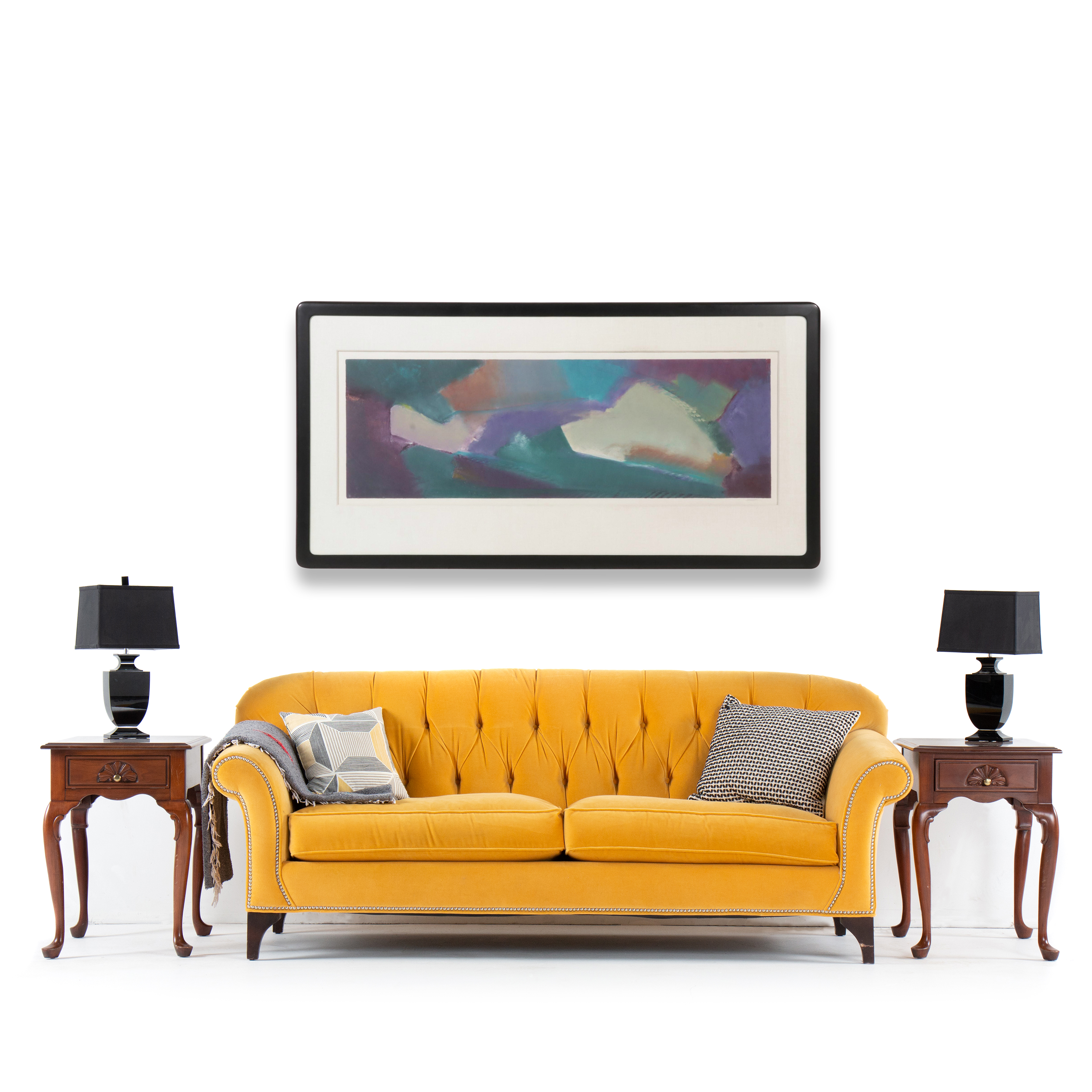 Large-Scale Abstract Watercolor and Gouache Painting, Late 20th Century