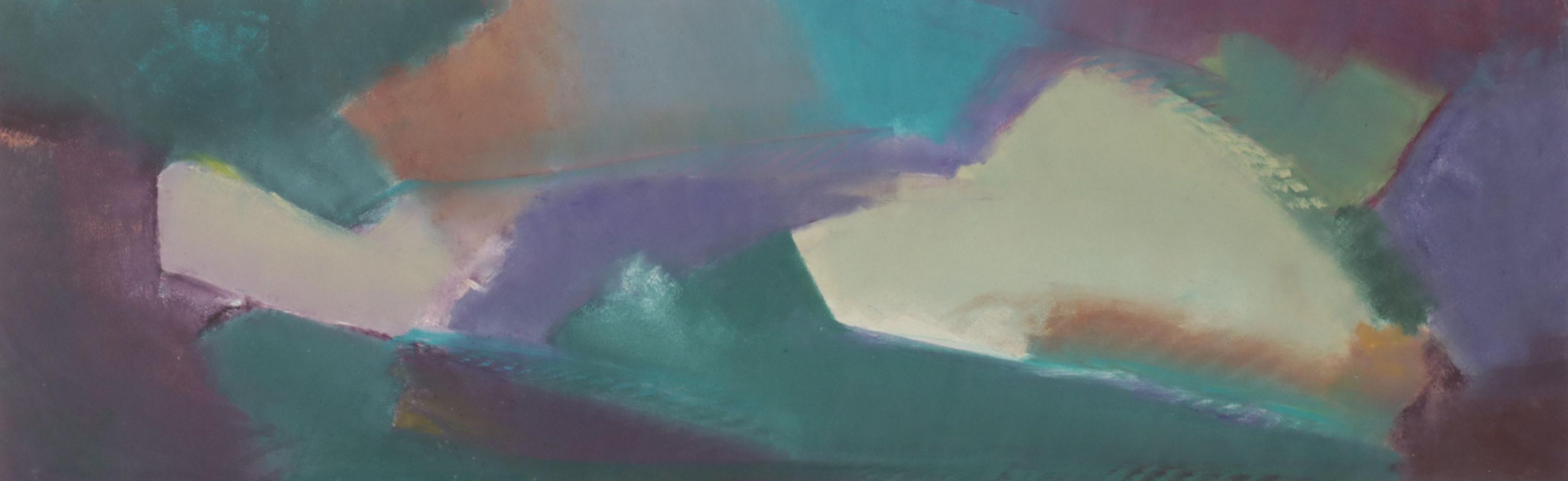 Large-Scale Abstract Watercolor and Gouache Painting, Late 20th Century