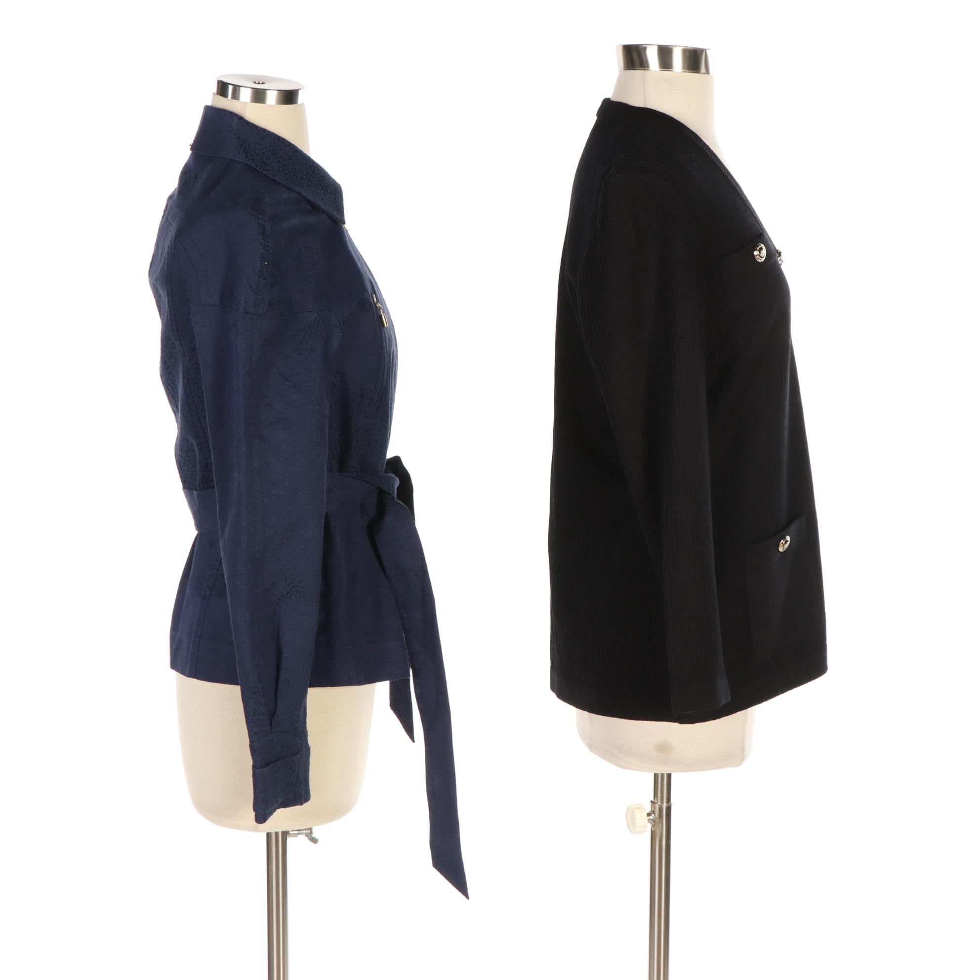 St. John Zipper-Front Jacket and Knit Button-Front Jacket