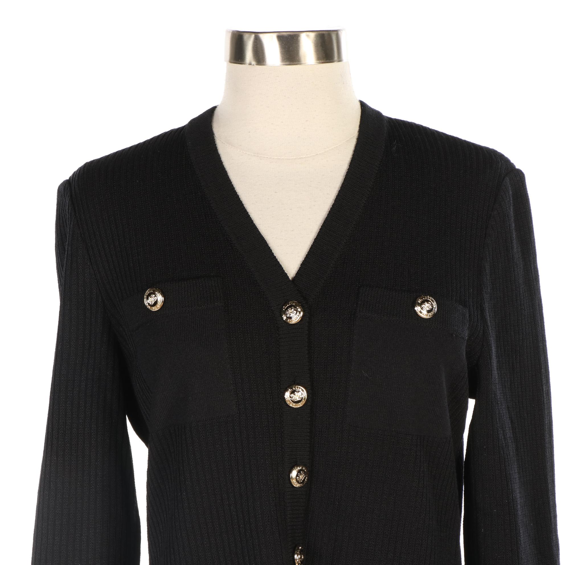 St. John Zipper-Front Jacket and Knit Button-Front Jacket