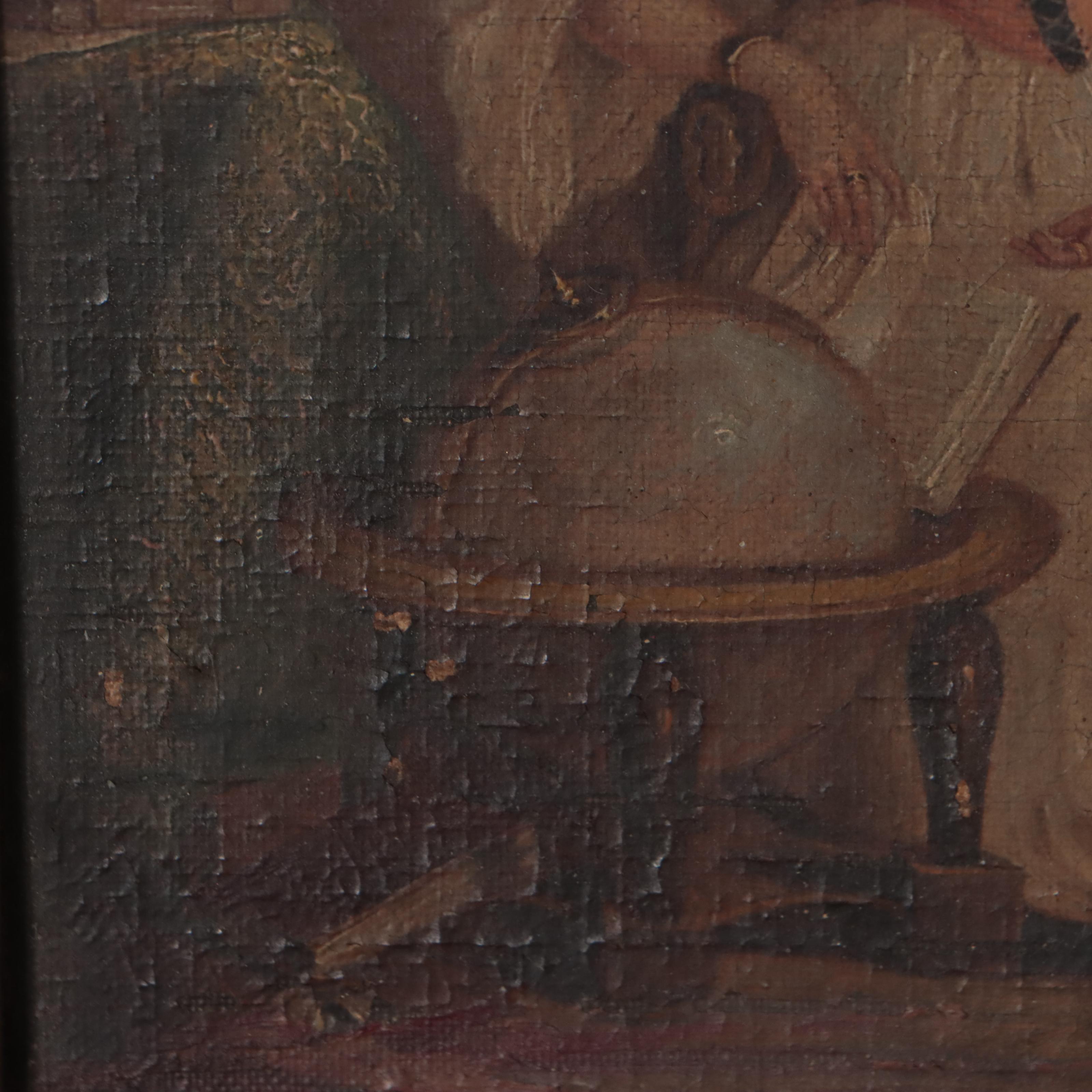 Oil Painting of Woman Dozing in Parlor