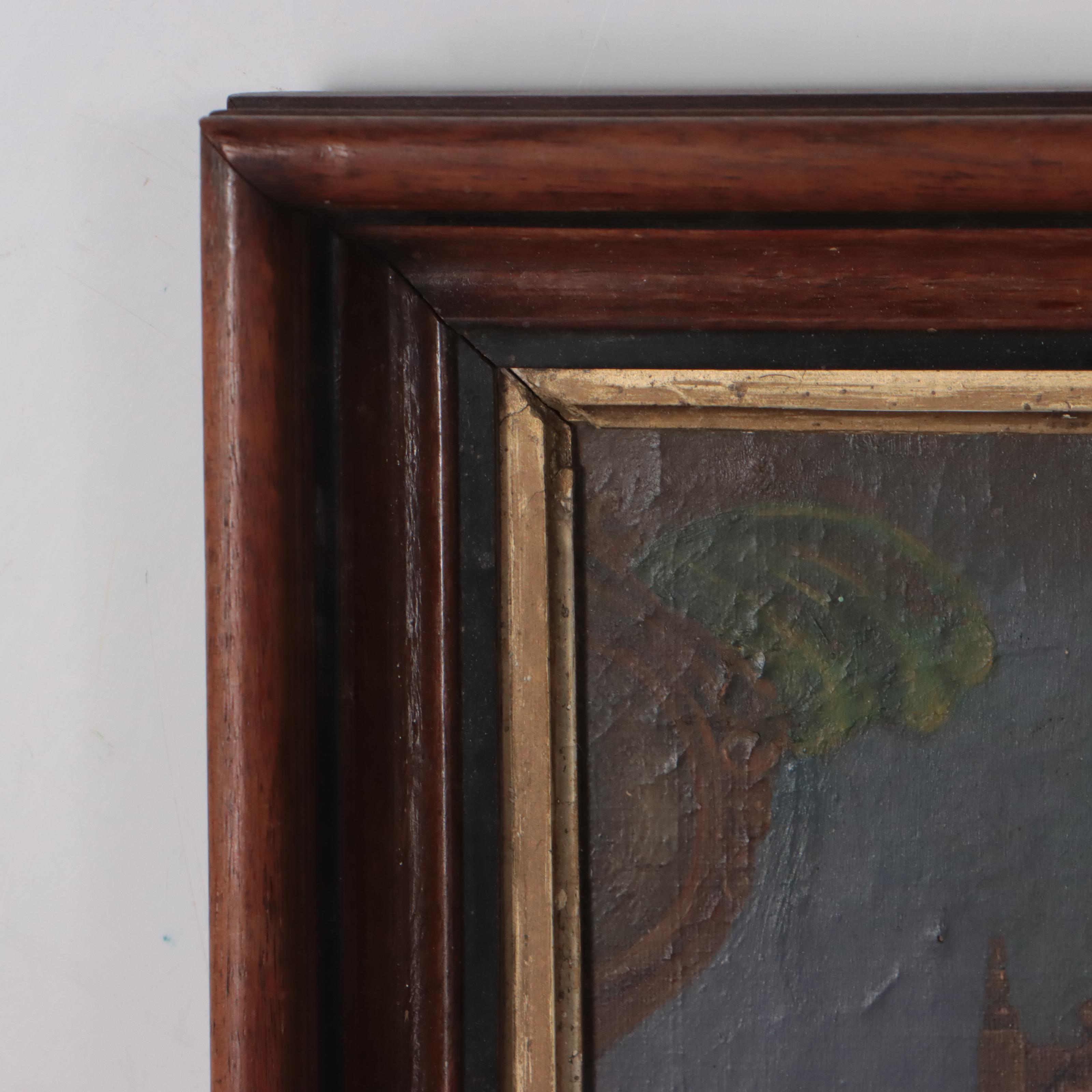 Oil Painting of Woman Dozing in Parlor