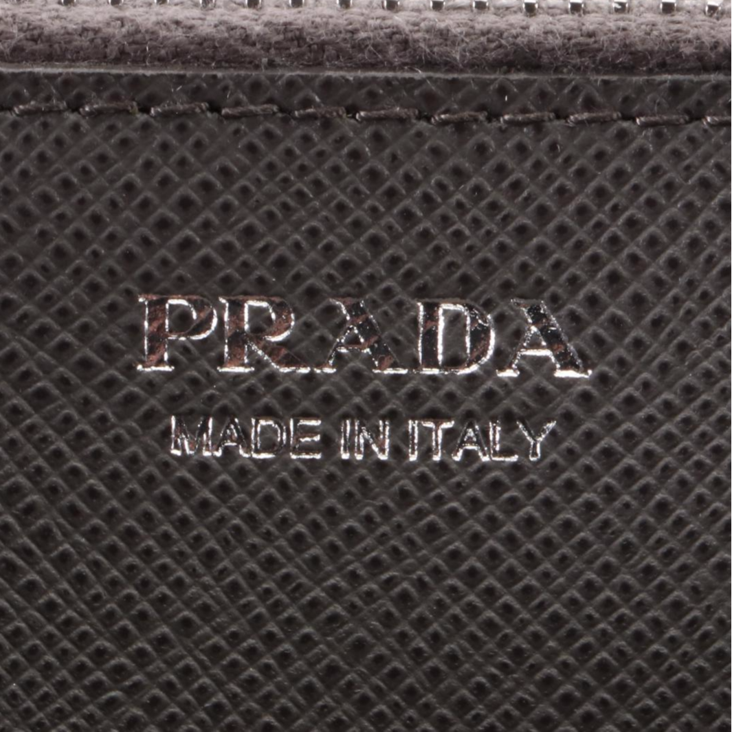 Prada Long Wallet in Grey Saffiano Leather with Box