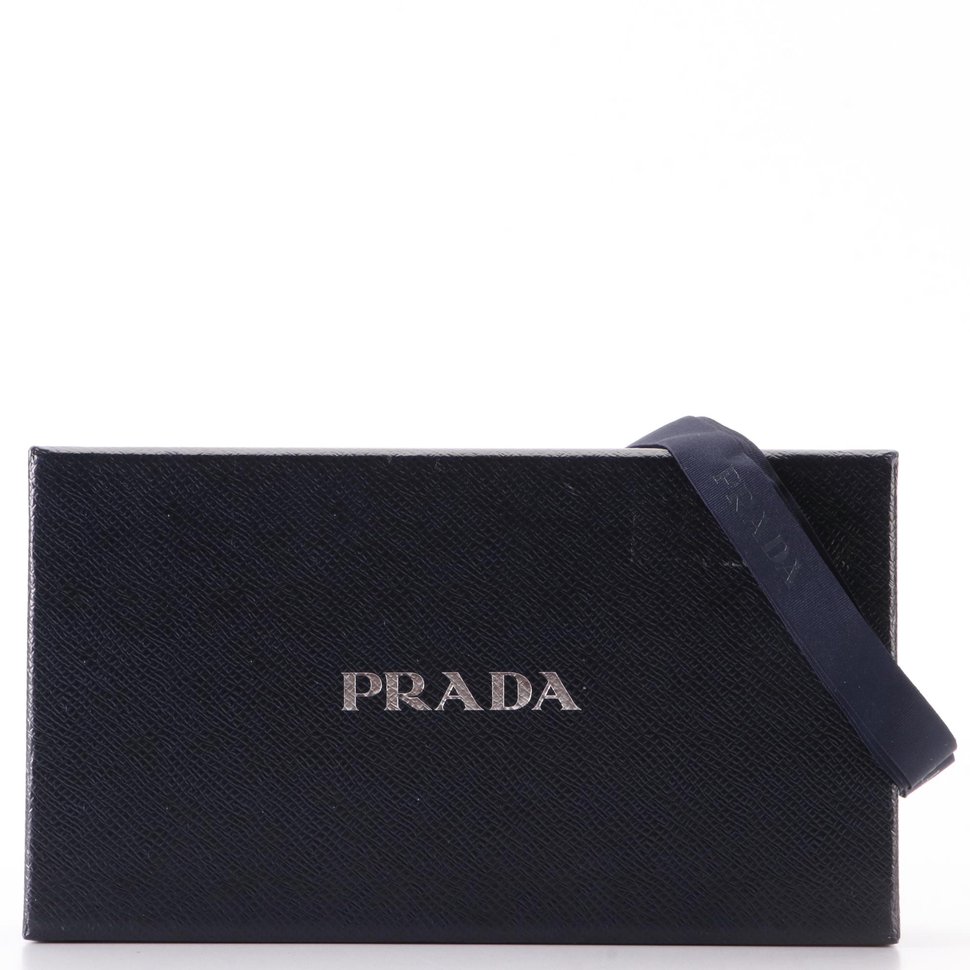 Prada Long Wallet in Grey Saffiano Leather with Box