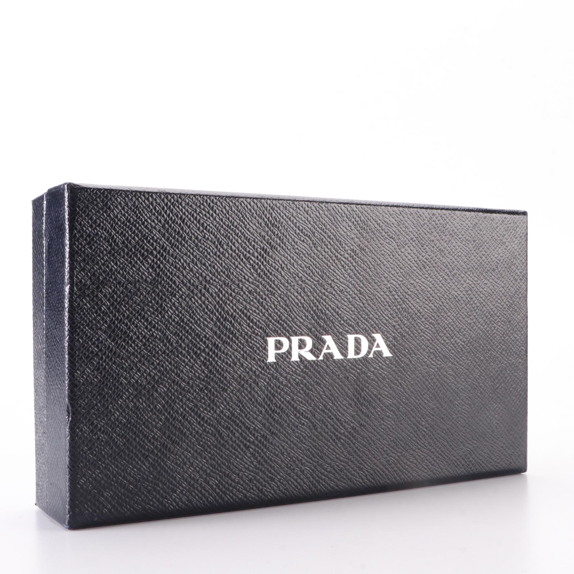 Prada Long Wallet in Grey Saffiano Leather with Box