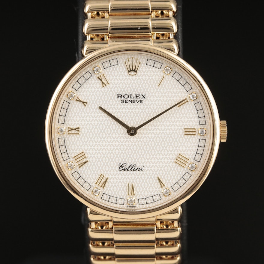 1991 Rolex Cellini 18K and Diamond Wristwatch with Factory Dial