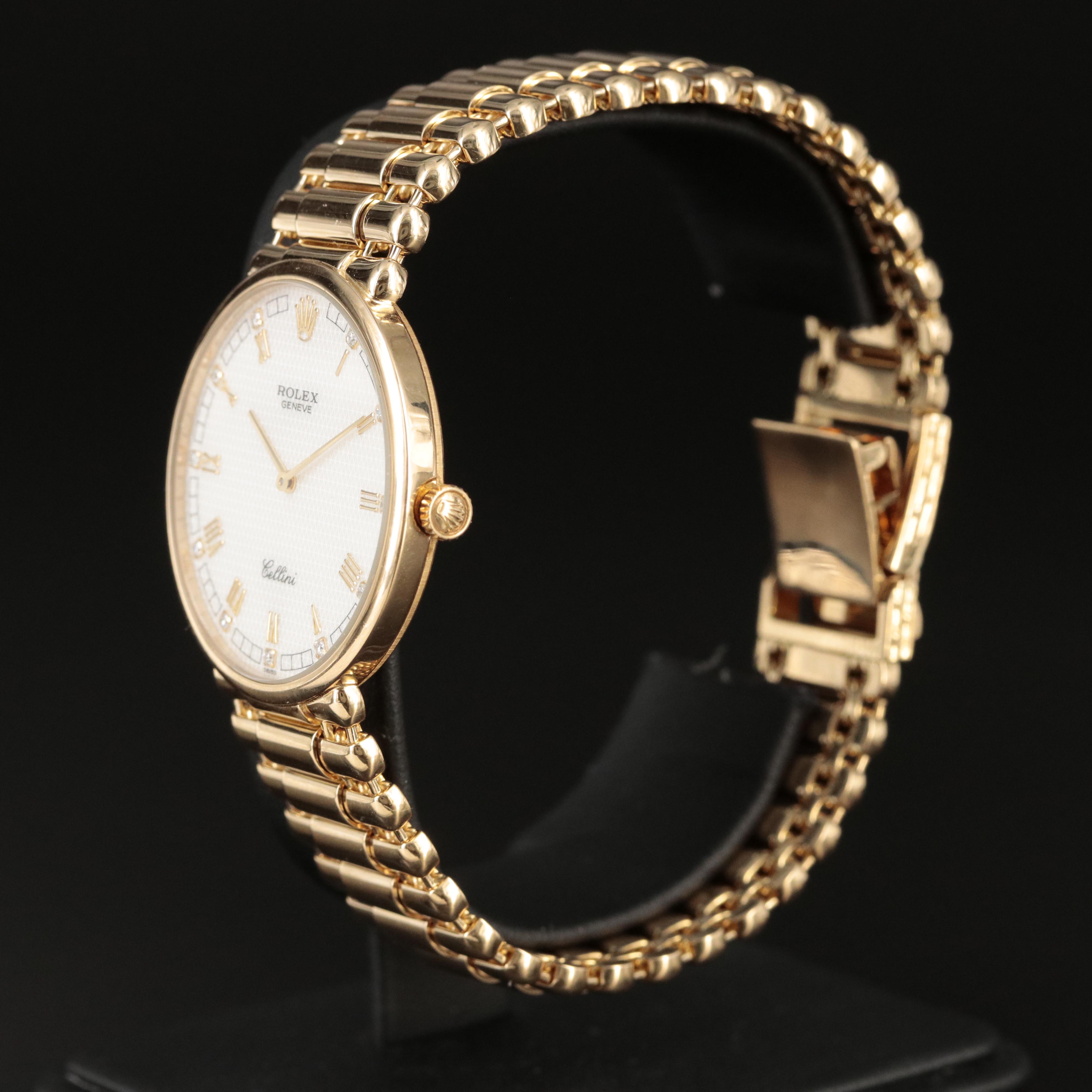 1991 Rolex Cellini 18K and Diamond Watch with Factory Dial
