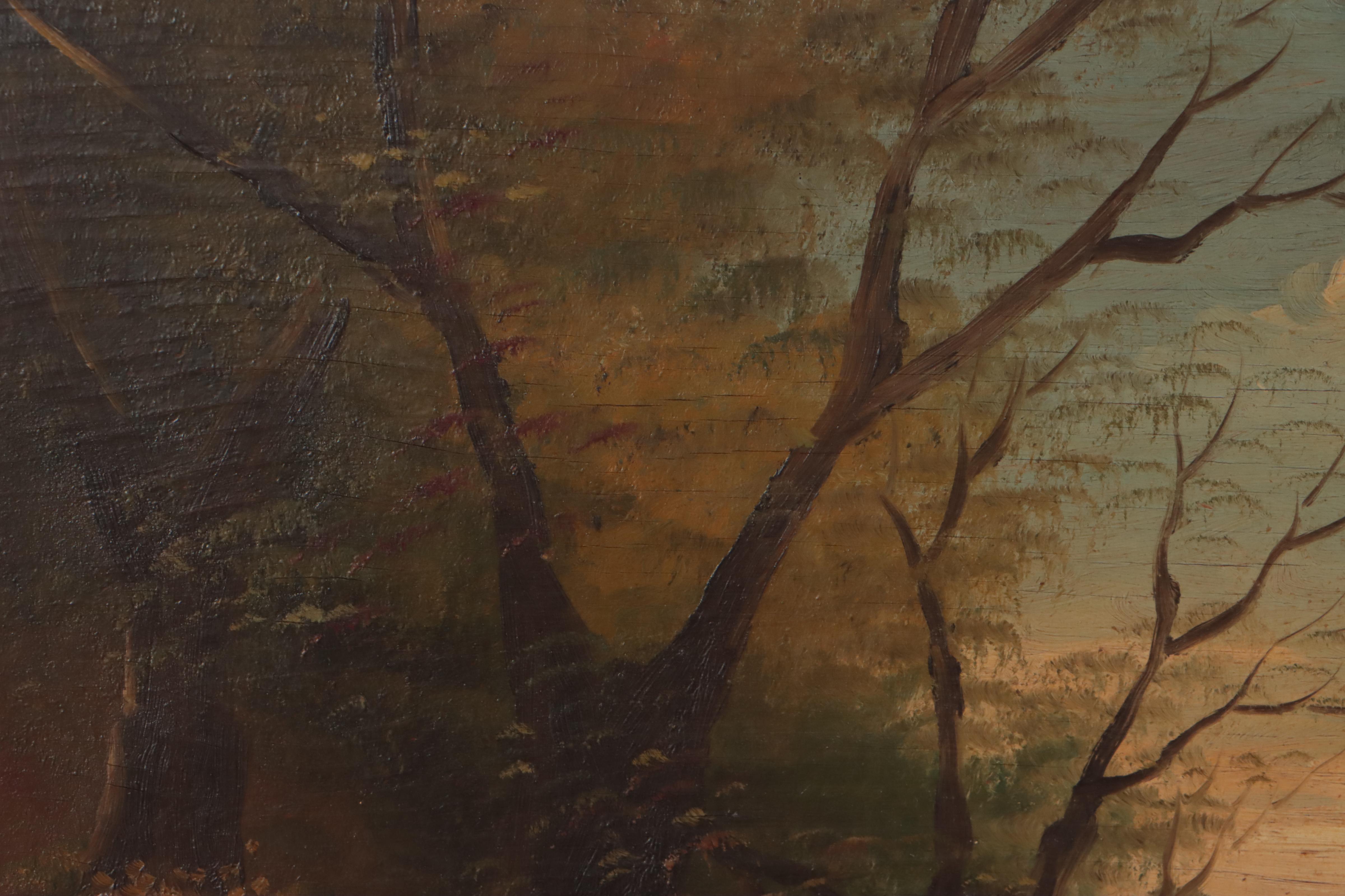 Forest Landscape Oil Painting, Early 20th Century