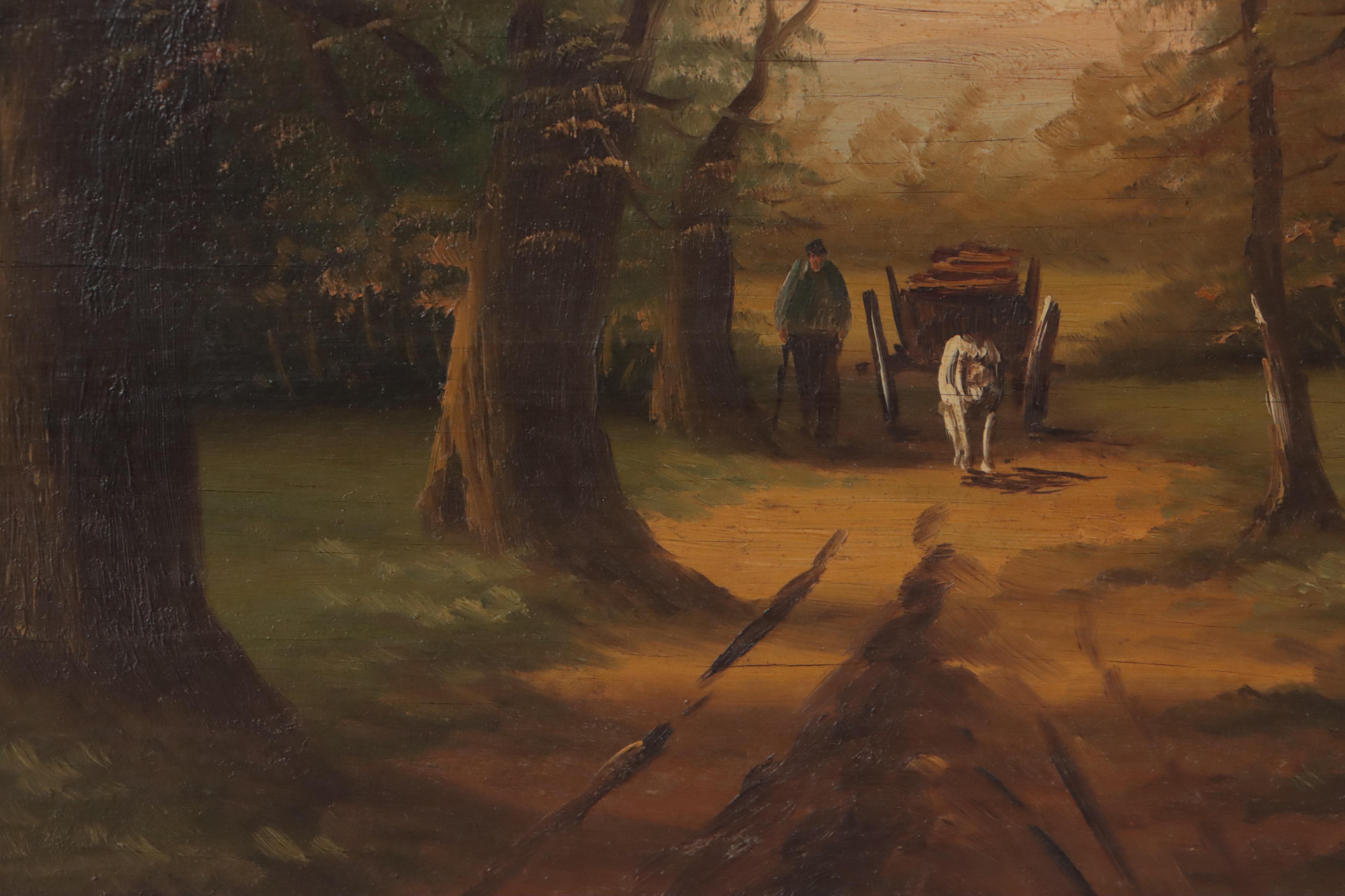 Forest Landscape Oil Painting, Early 20th Century