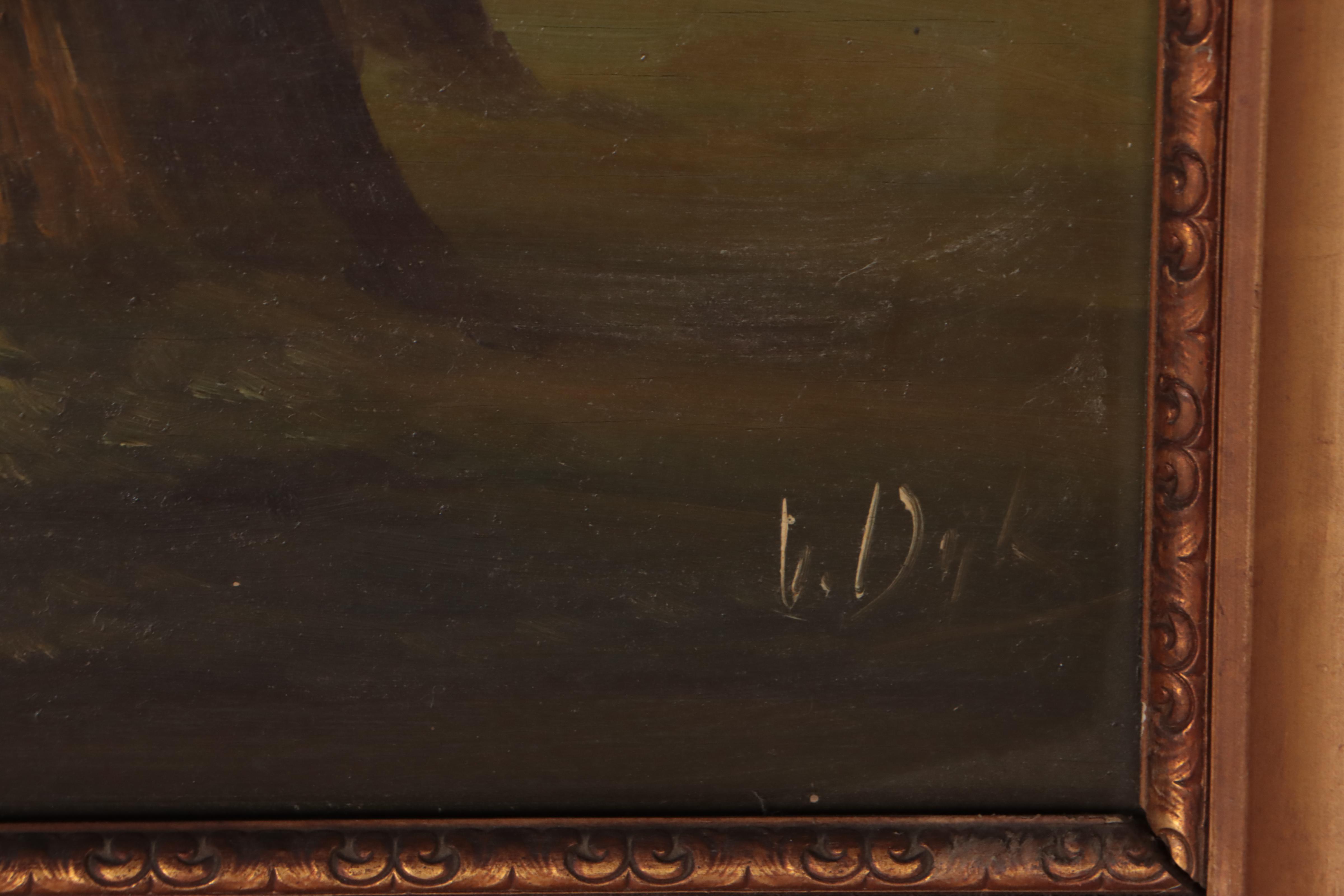 Forest Landscape Oil Painting, Early 20th Century