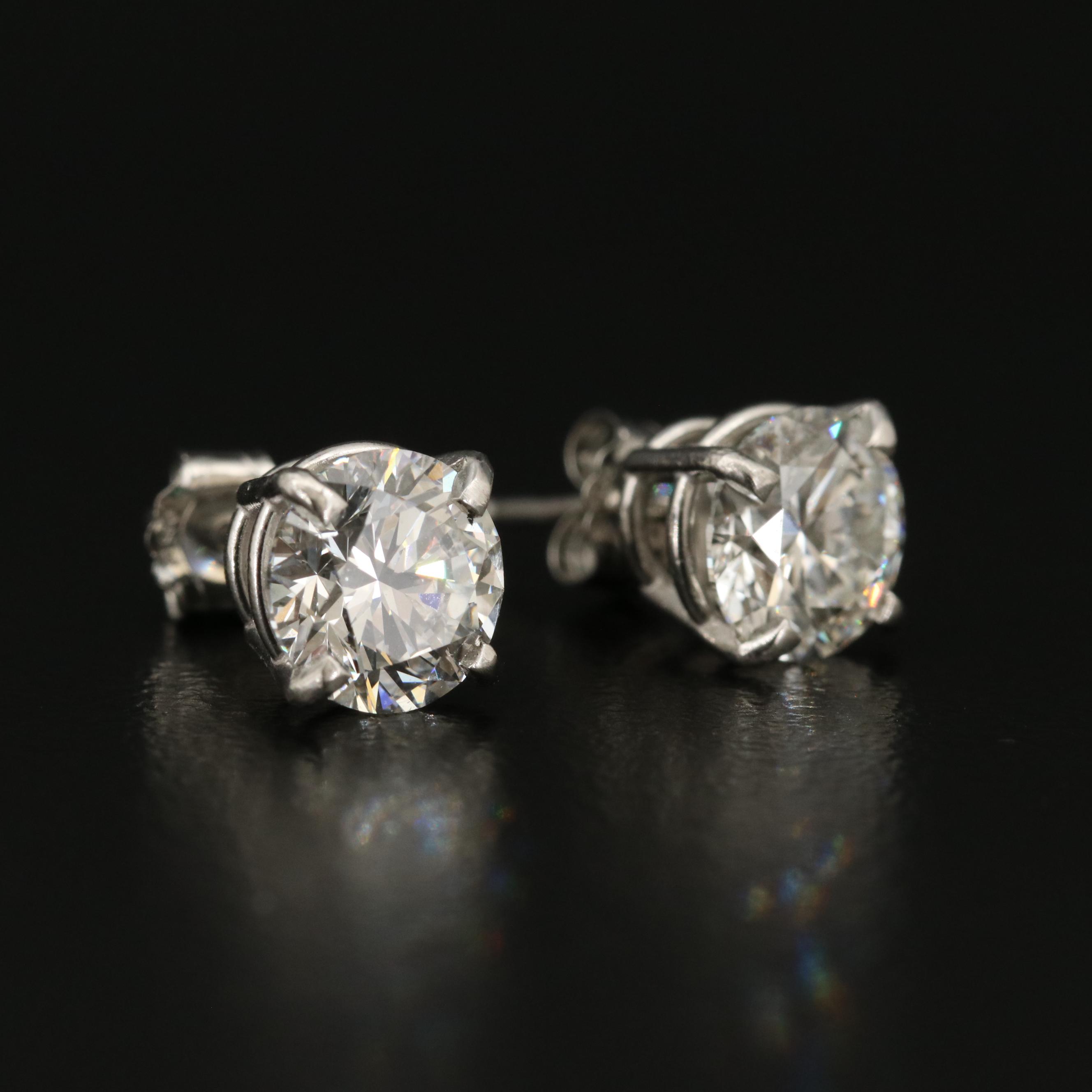 Platinum 2.36 CTW Lab Grown Diamond Stud Earrings with IGI Reports