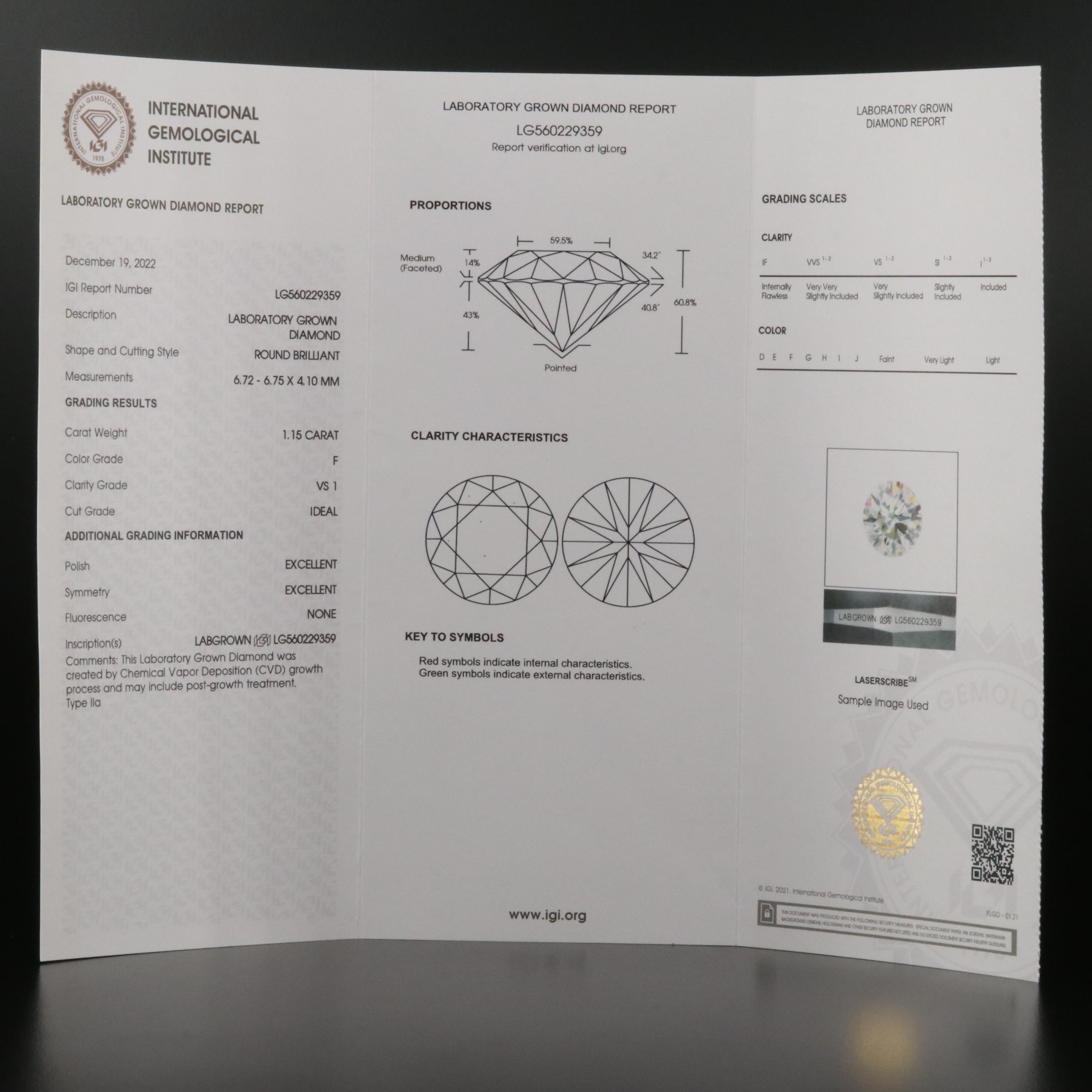 Platinum 2.36 CTW Lab Grown Diamond Stud Earrings with IGI Reports