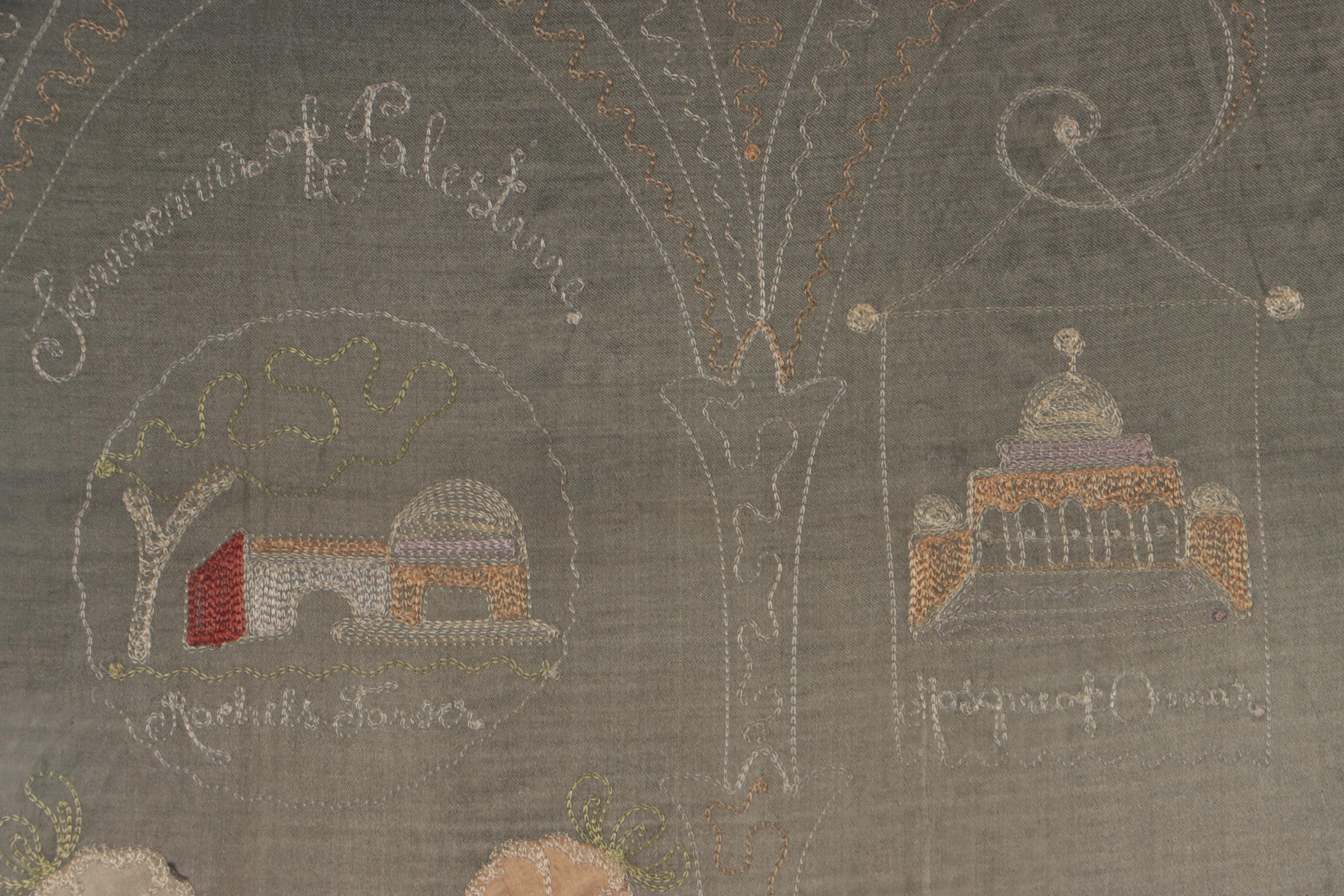 Embroidered Panel Certificate of Pilgrimage of Holy Sepulchre, 1945