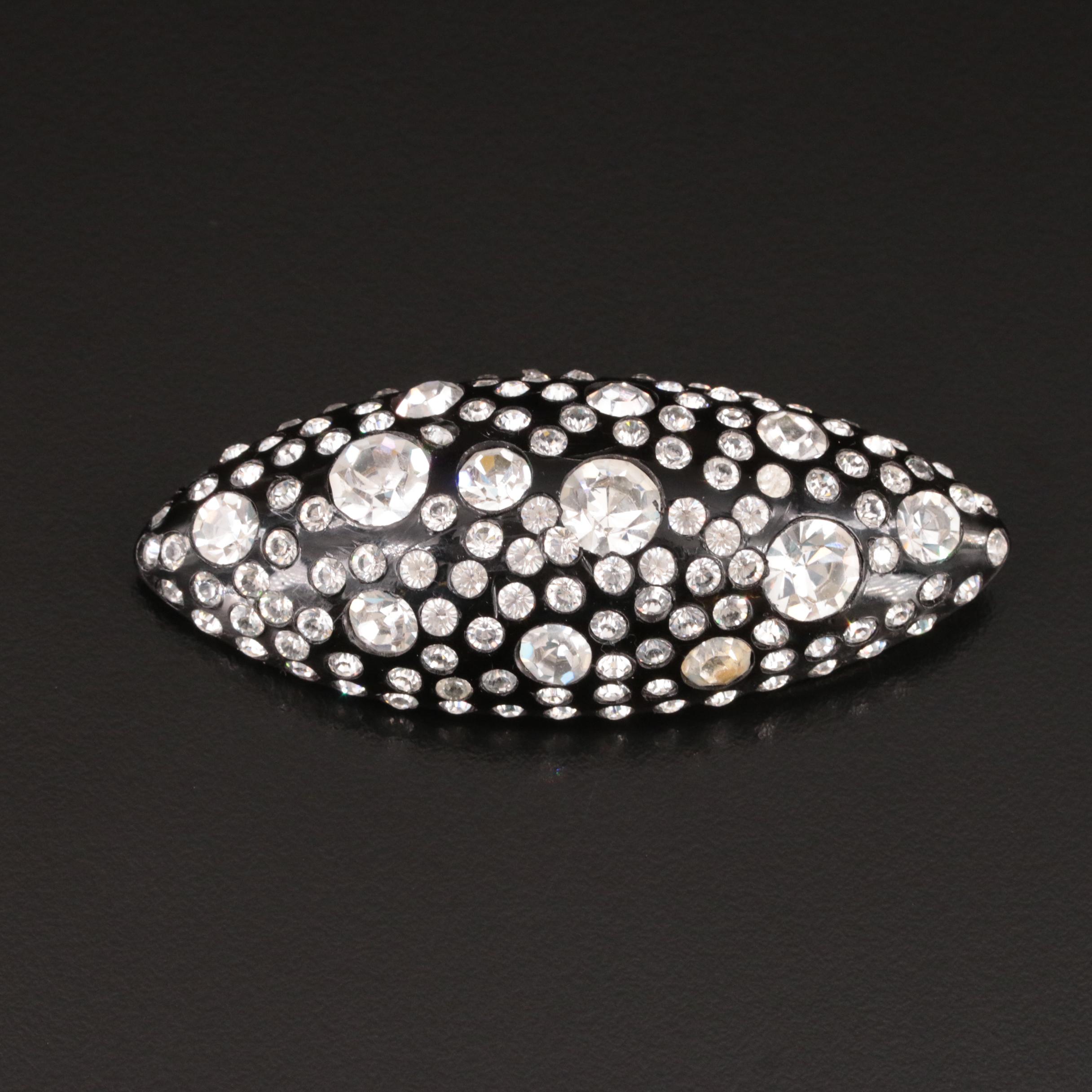 Rhinestone and Resin Navette Pin