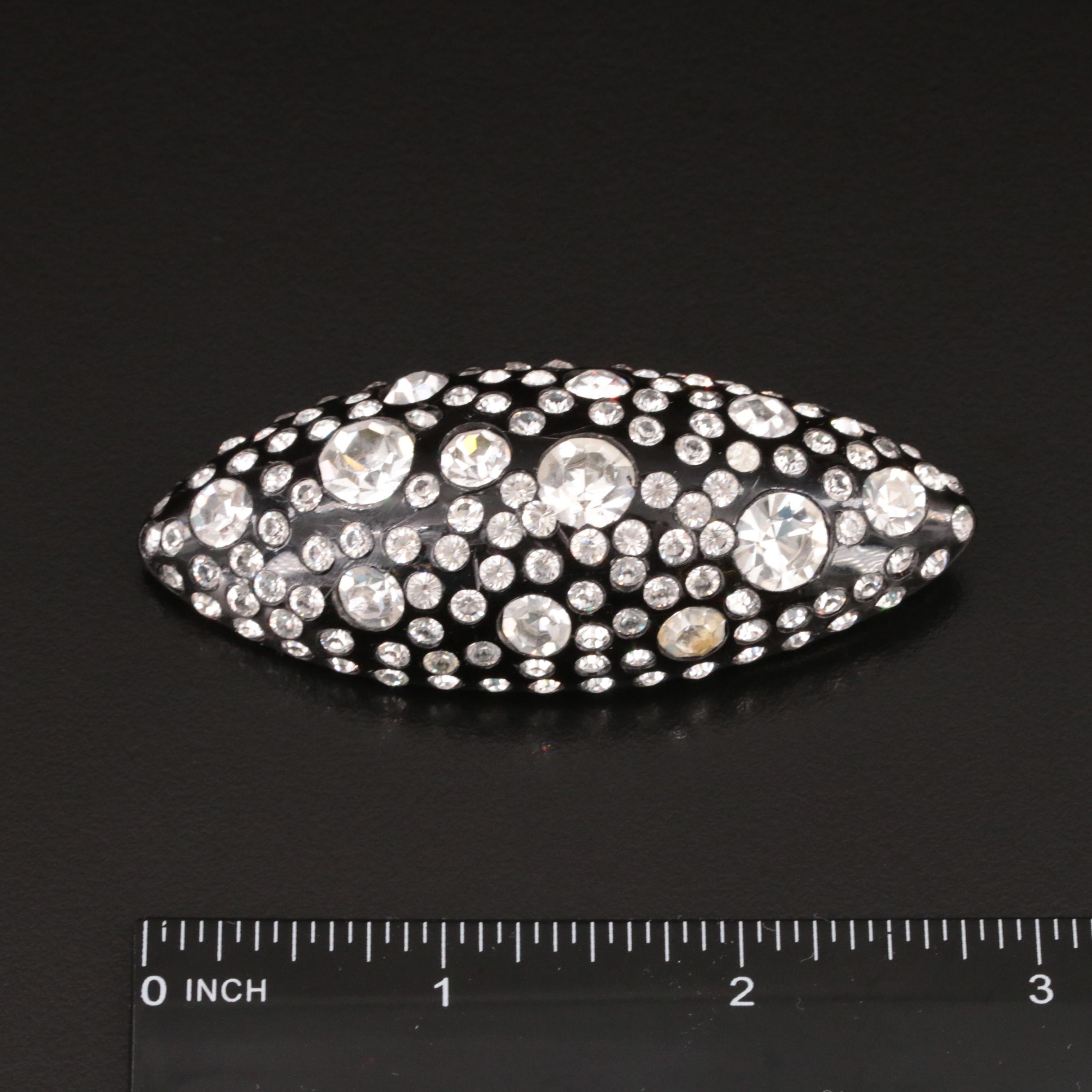 Rhinestone and Resin Navette Pin