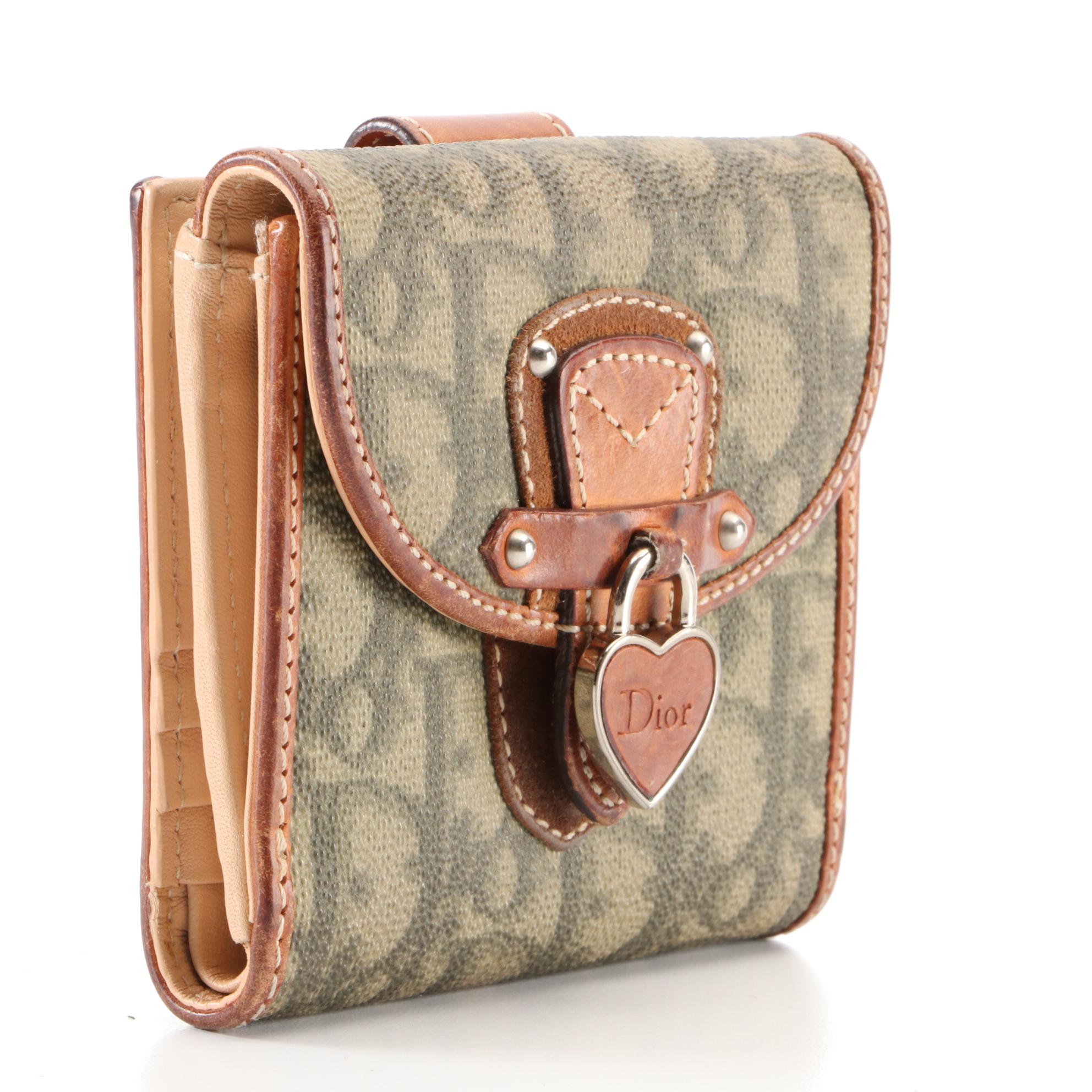 Christian Dior Compact Wallet in Monogram Coated Canvas and Leather