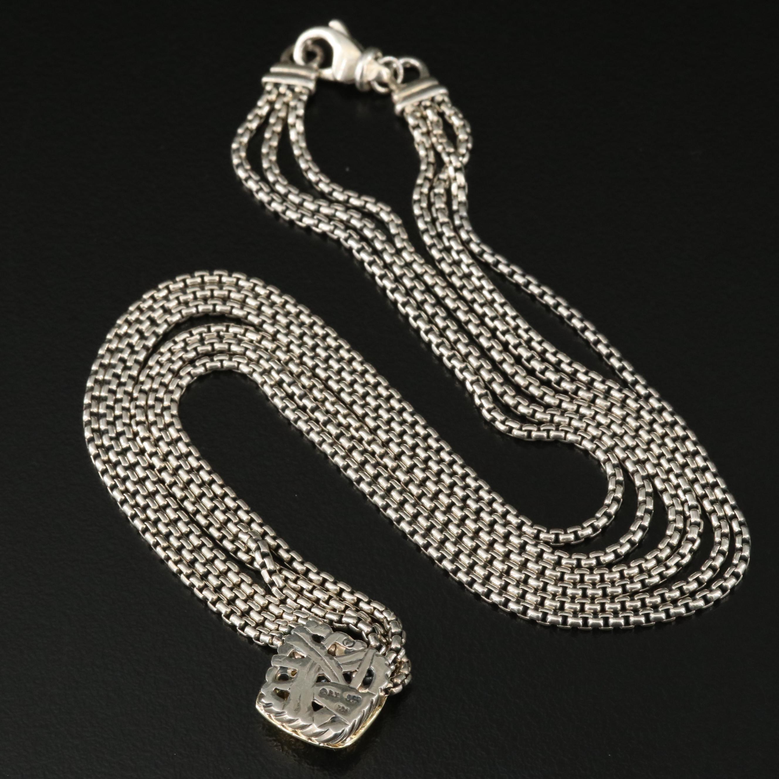 David Yurman Sterling Iolite Necklace with 18K Accents