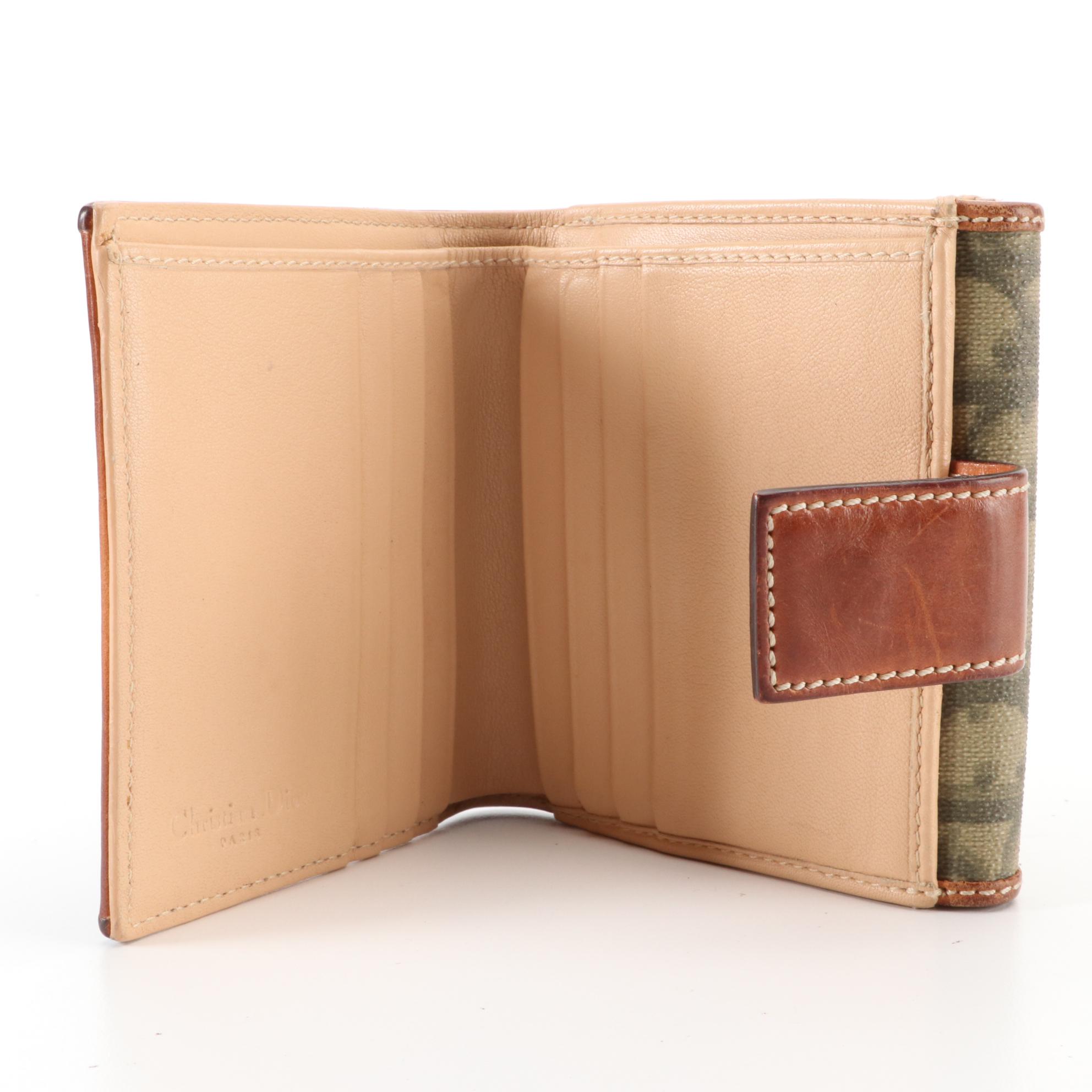 Christian Dior Compact Wallet in Monogram Coated Canvas and Leather