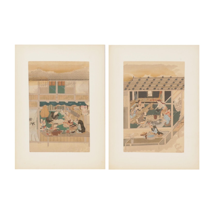 Woodblocks After Tosa Mitsuoki of Artisans Including "A Sword Maker"