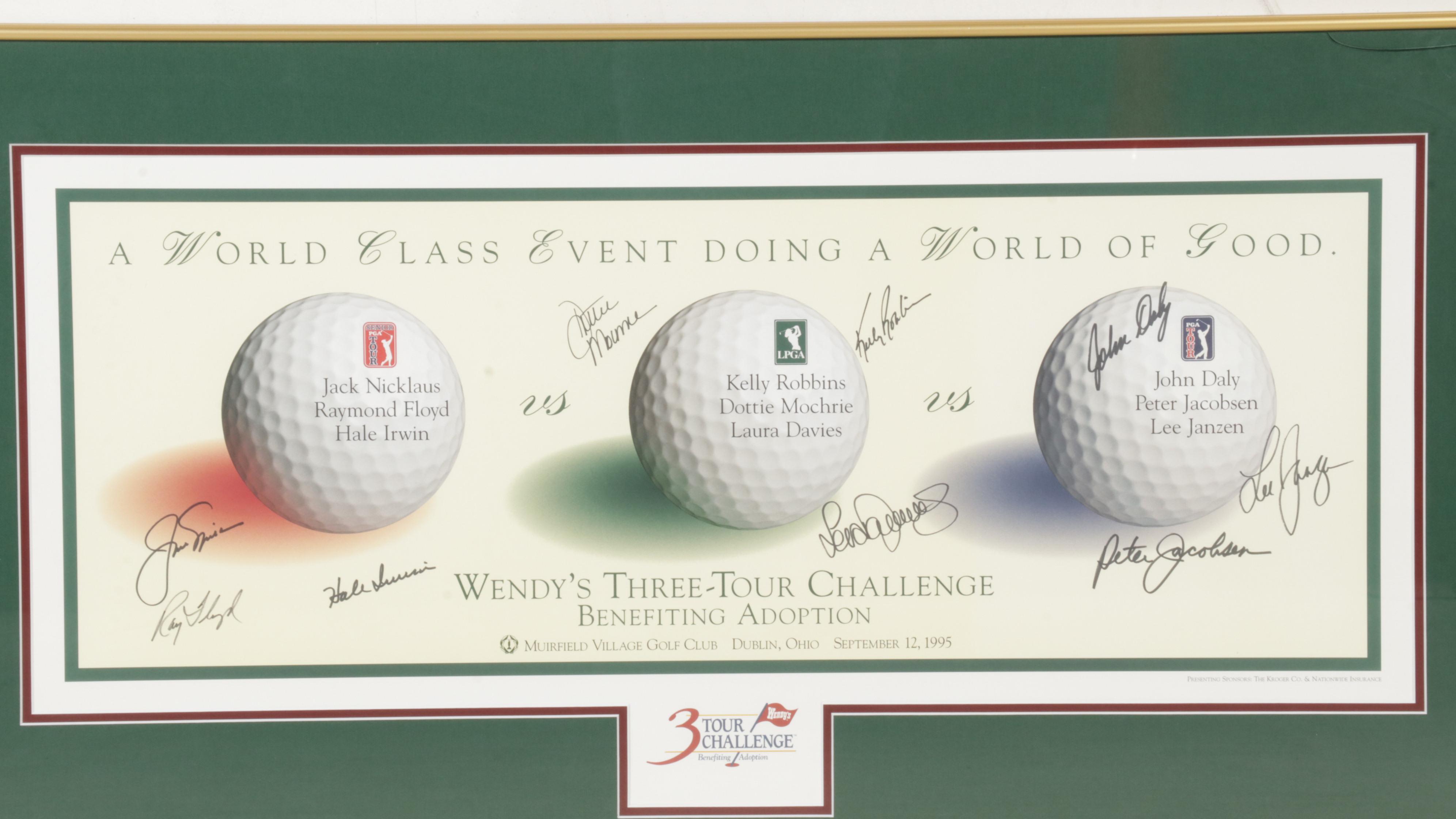 Jack Nicklaus Signed 1995 Wendy's Three-Tour Challenge Poster