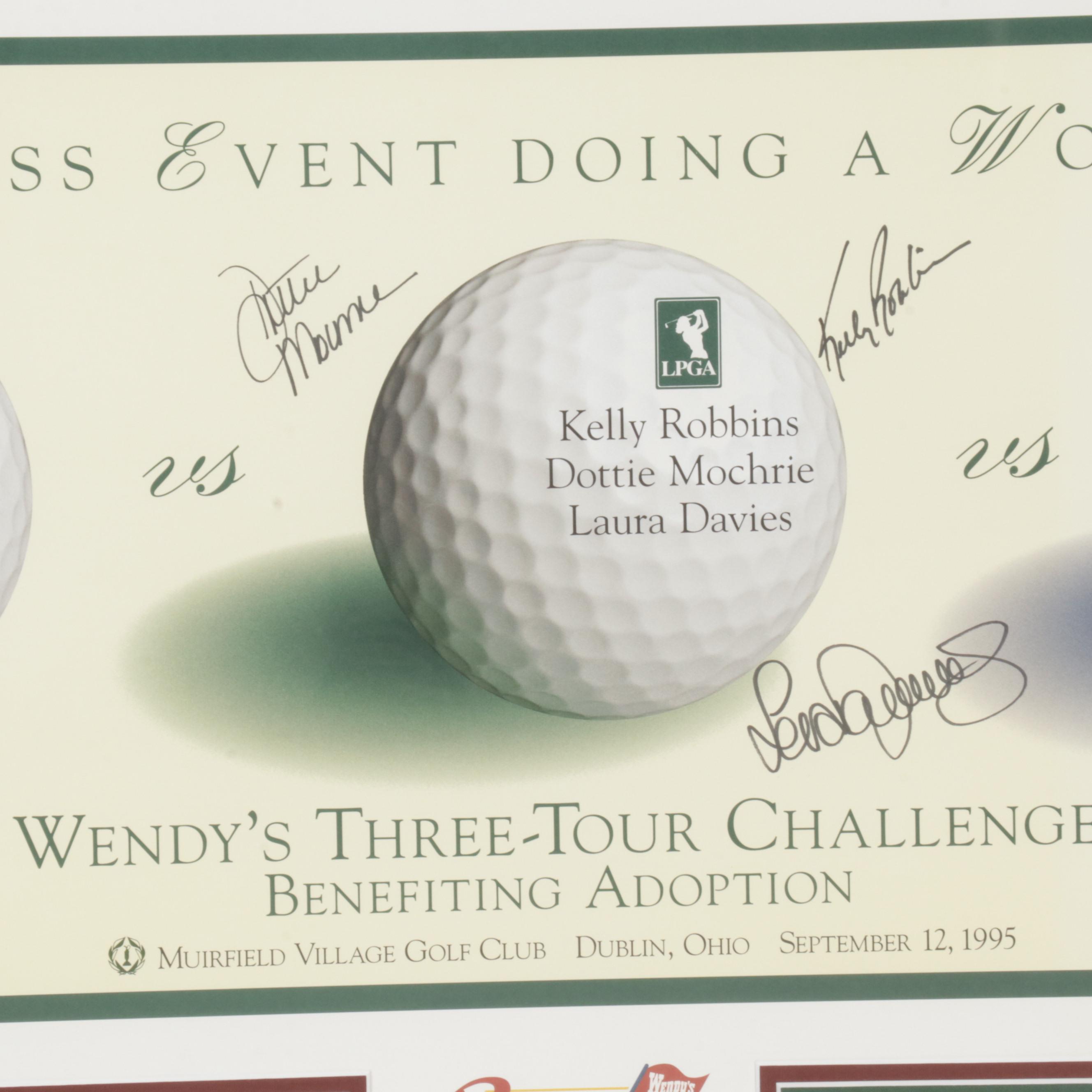 Jack Nicklaus Signed 1995 Wendy's Three-Tour Challenge Poster