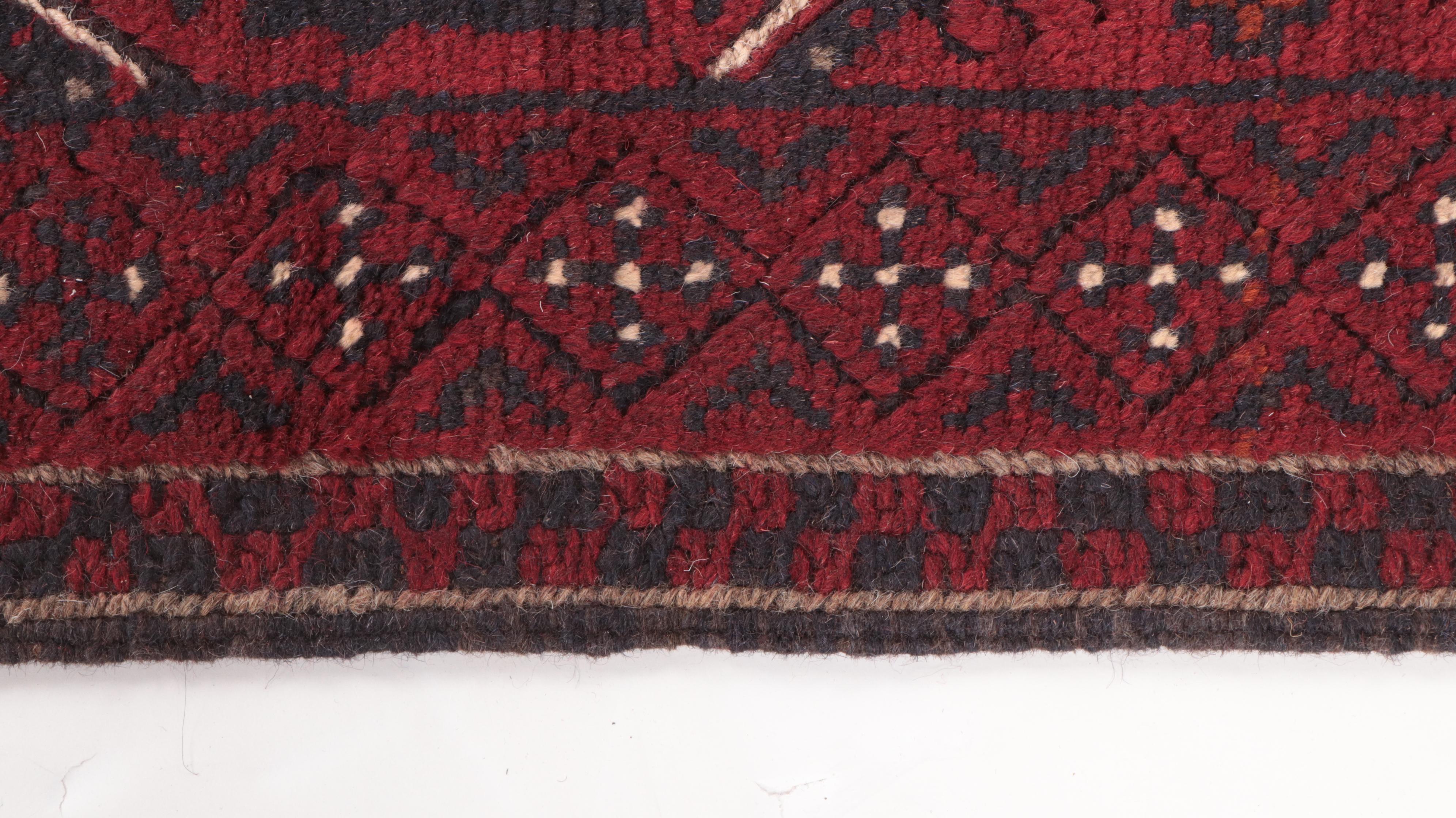 1'11 x 8'9 Hand-Knotted Afghan Turkmen Carpet Runner