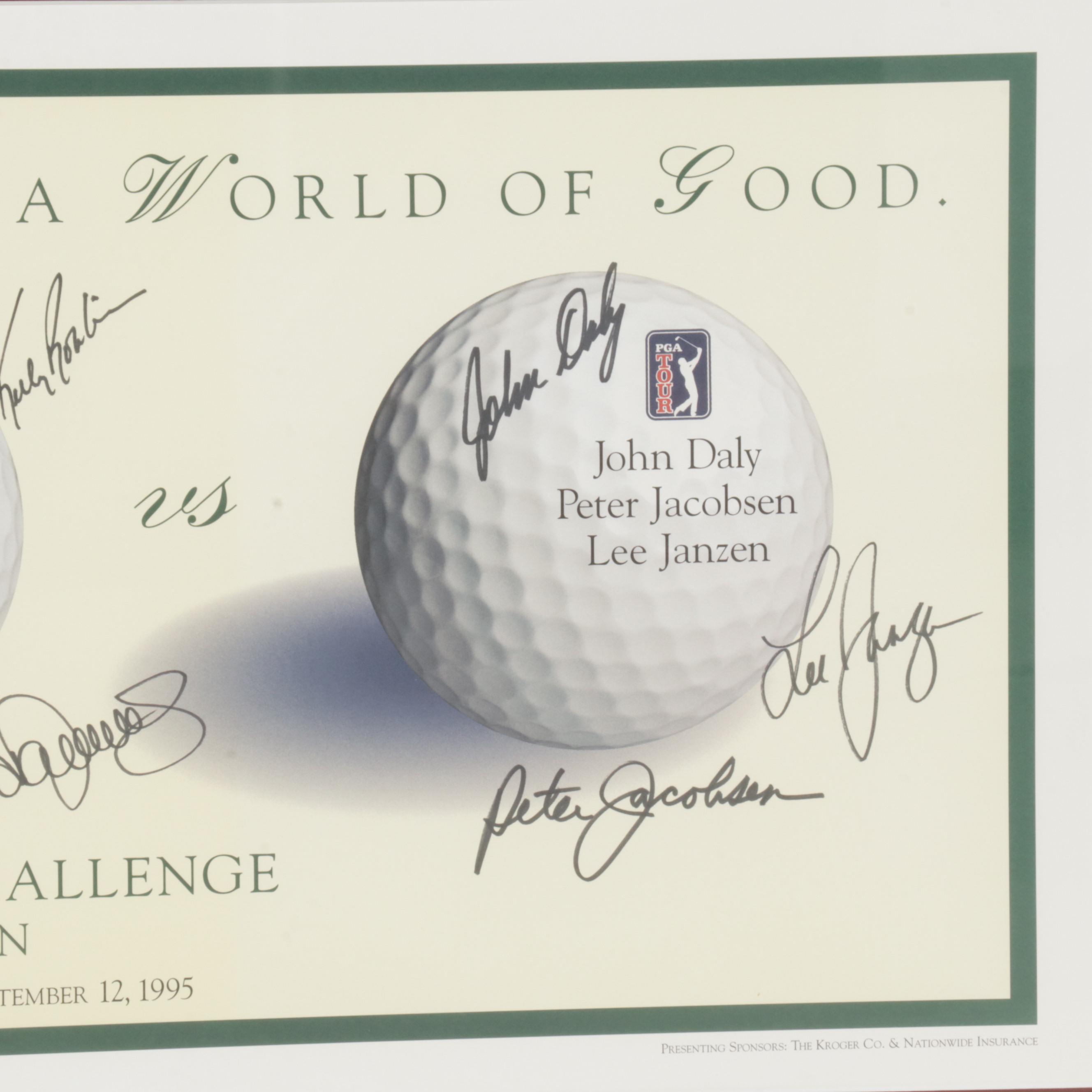 Jack Nicklaus Signed 1995 Wendy's Three-Tour Challenge Poster