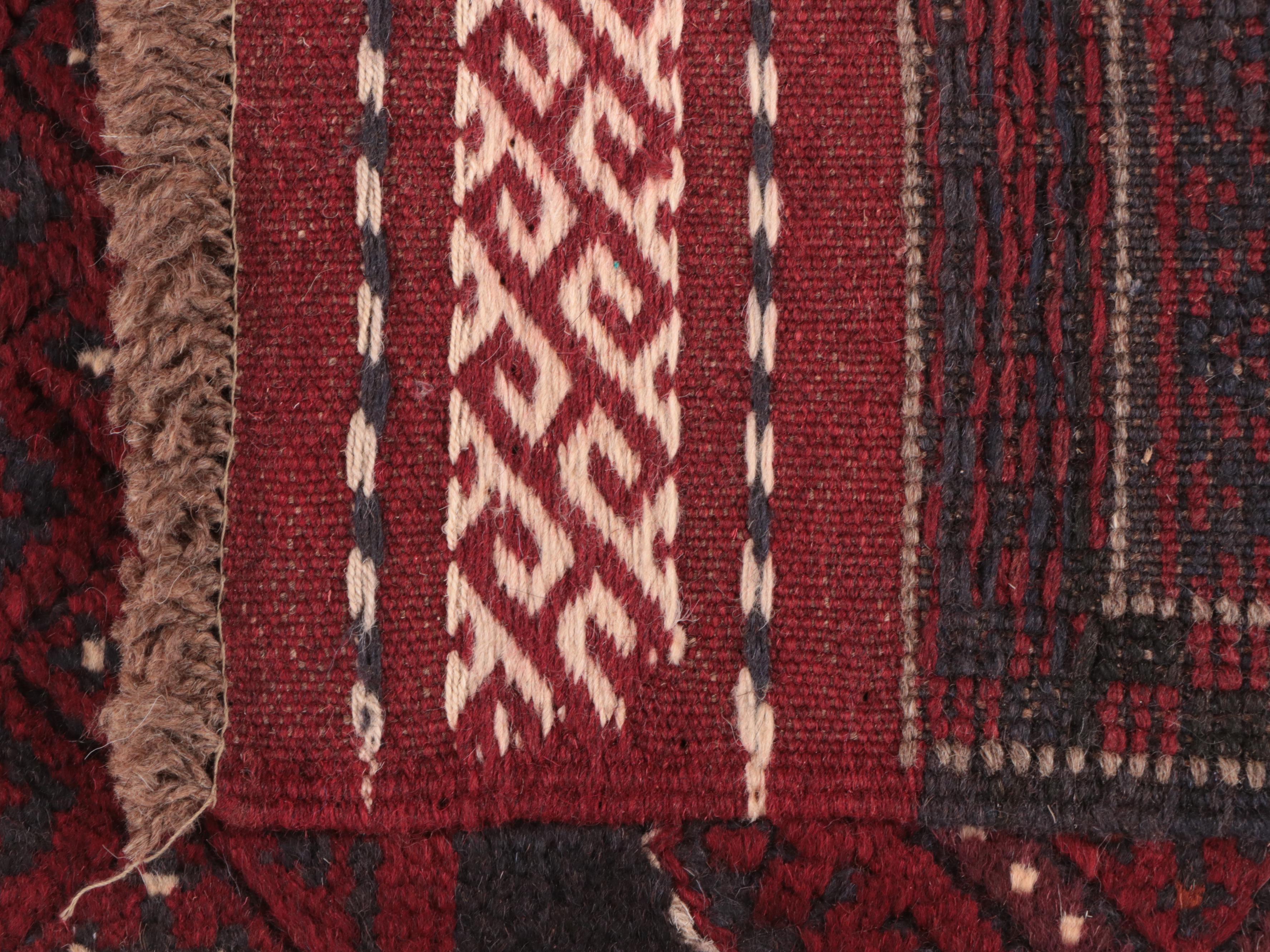 1'11 x 8'9 Hand-Knotted Afghan Turkmen Carpet Runner