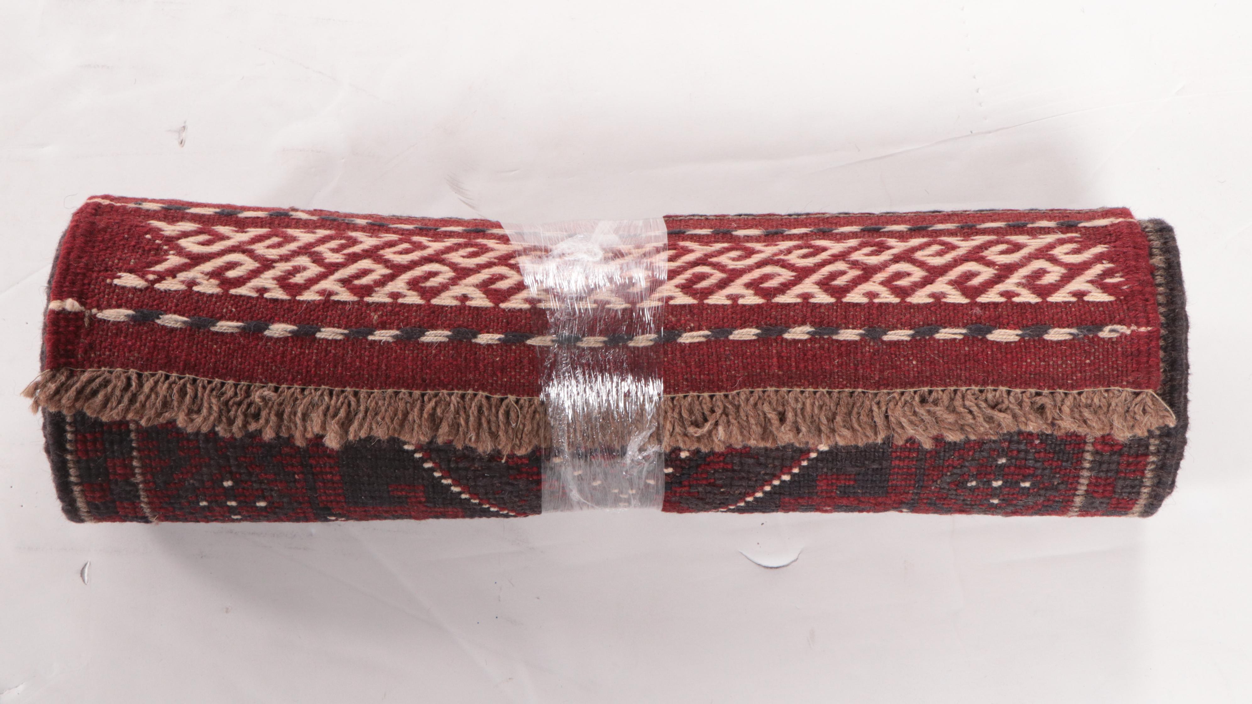 1'11 x 8'9 Hand-Knotted Afghan Turkmen Carpet Runner